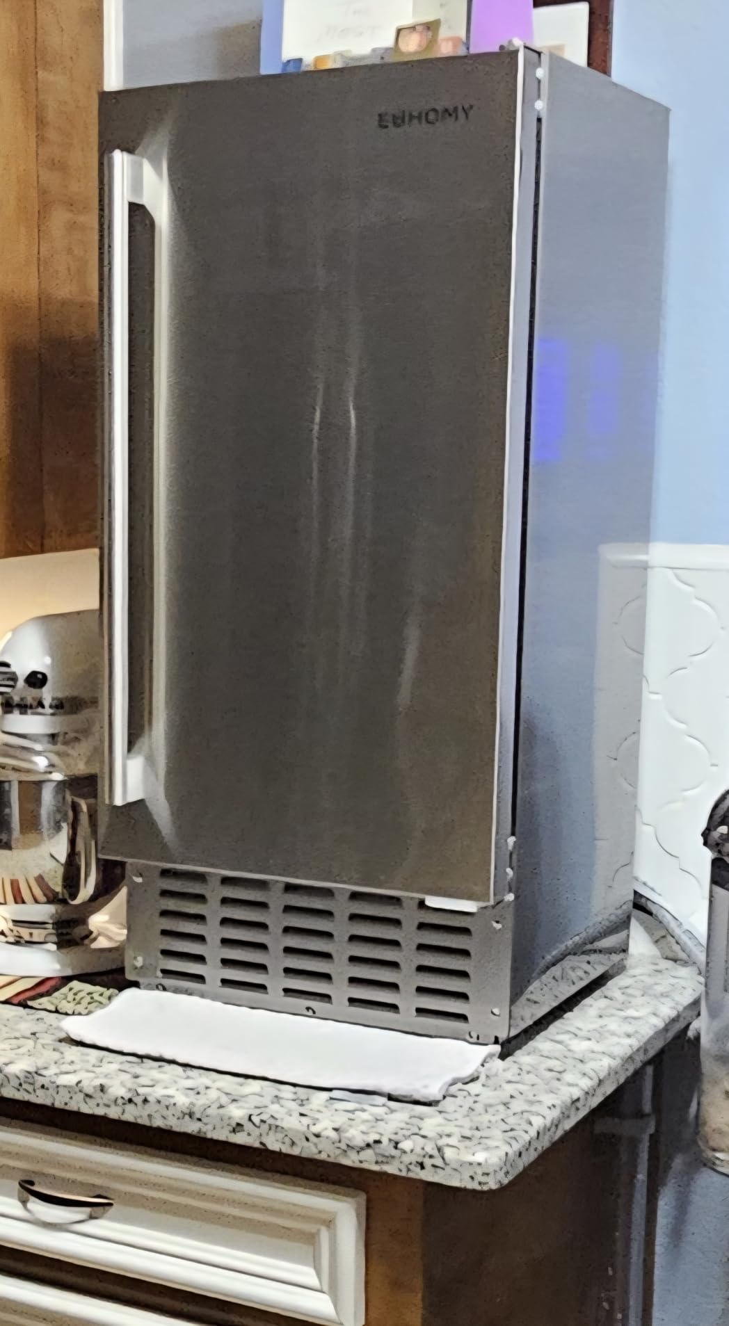 EUHOMY 15 W Commercial Under Counter Ice Maker Machine, 90 Lb/Day Auto-Cleaning & 24H Timer, Gravity Drainage,Stainless Steel Built-in Freestanding Ice Maker, 24 Lb Bin, Ideal for Commercial & Home customer photo 1