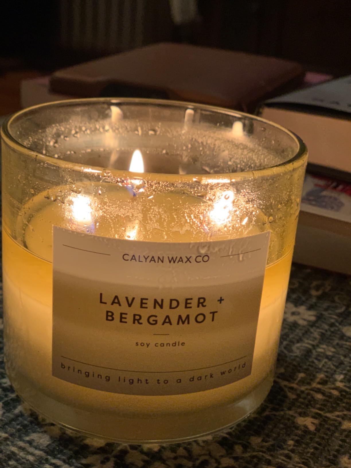 Calyan Wax Co. Mahogany & Cashmere 3 Wick Scented Candle - 43 Hour Burn - Luxury 3 Wick Soy Candles - Non Toxic Soy Wax Candles - Long Lasting Large Glass Jar Candle for Home - 14.9oz customer photo 2