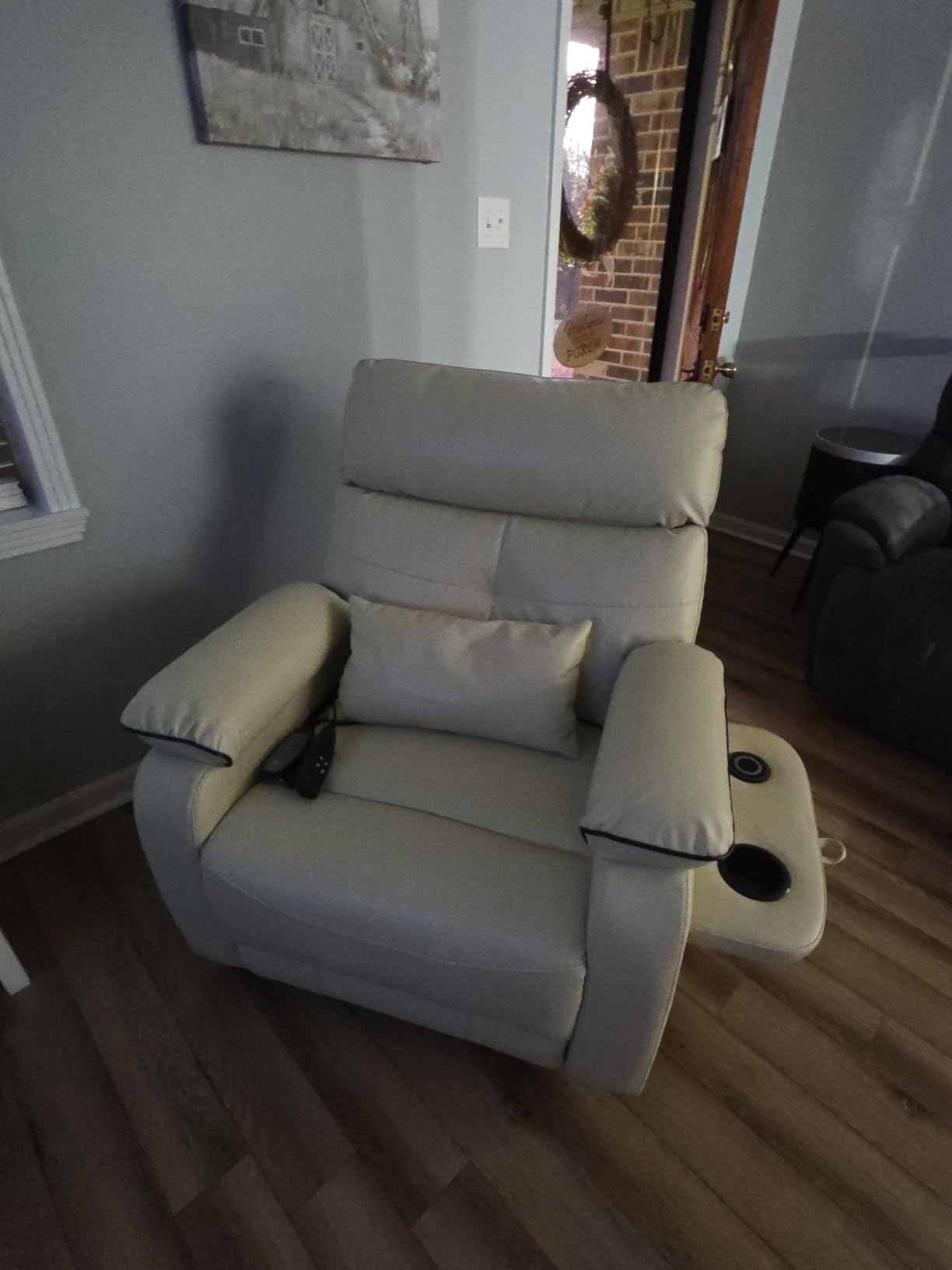 Dual Motor Power Lift Recliner Chair for Adult & Elderly, Infinite Position Lay Flat Lift Chair with Heat & Massage, Cup Holder, Lumbar Pillow, Wireless Charger, USB Ports, Leather (Ochre) customer photo 2