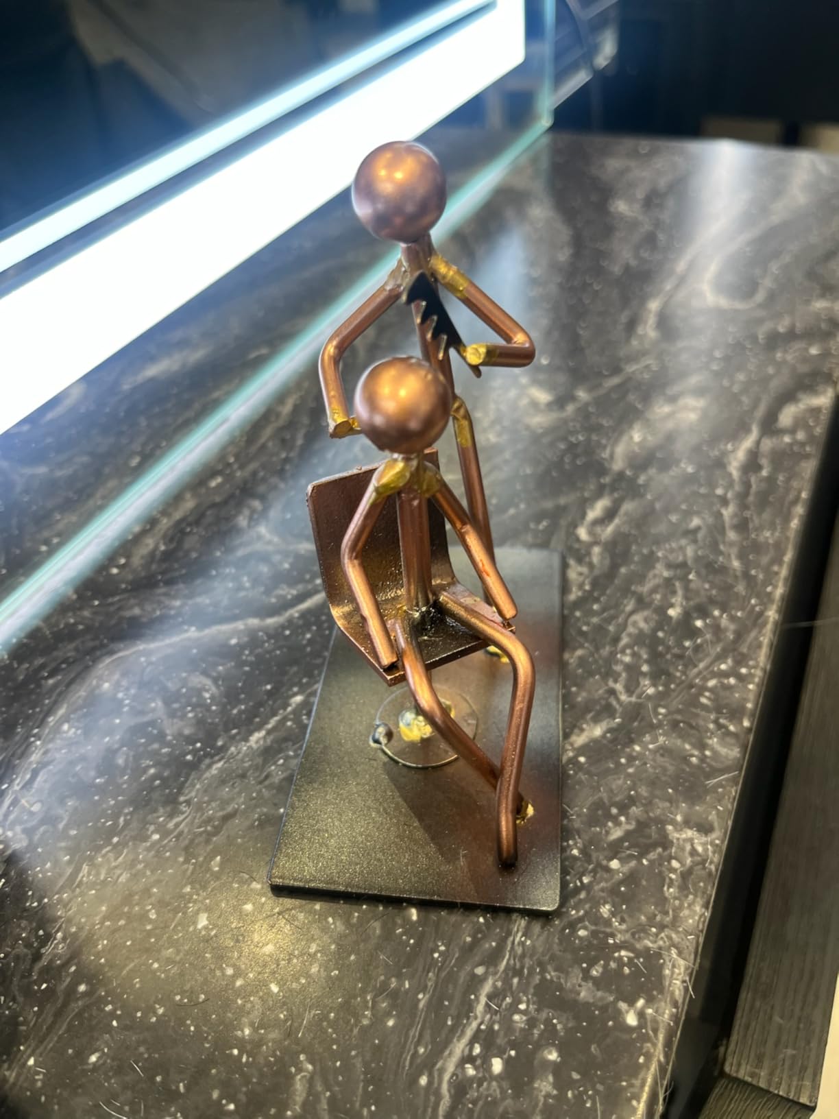 Hairdresser Craft Handmade Figurine - 4.25 L x 4.25 H - Recycled Metal Sculpture & Hand Welded Bronze Finish Art Gift - Barber Shop Decor, Salon Desk Accessories & Hairstylist Appreciation Gifts customer photo 1