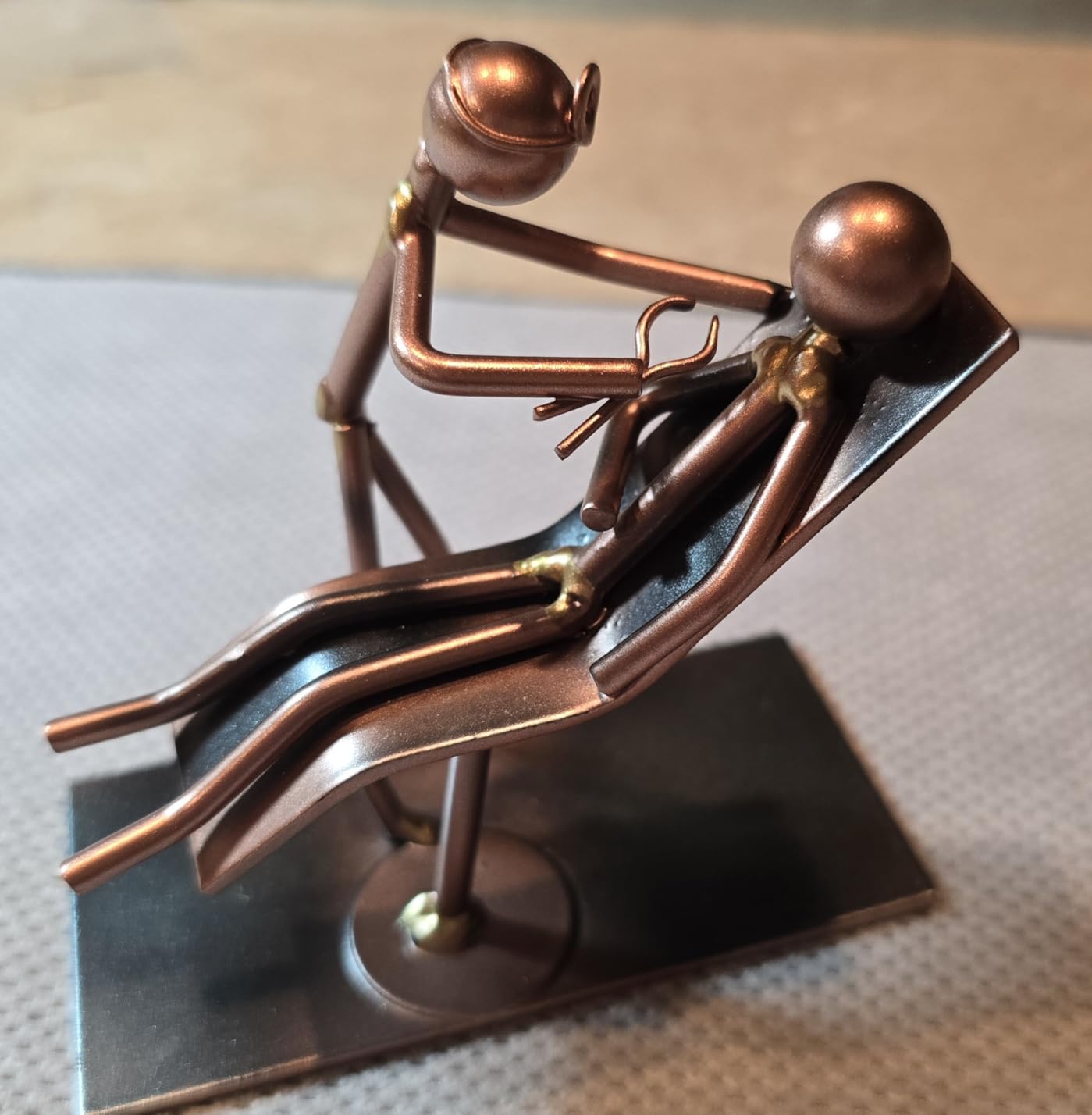 Hairdresser Craft Handmade Figurine - 4.25 L x 4.25 H - Recycled Metal Sculpture & Hand Welded Bronze Finish Art Gift - Barber Shop Decor, Salon Desk Accessories & Hairstylist Appreciation Gifts customer photo 2