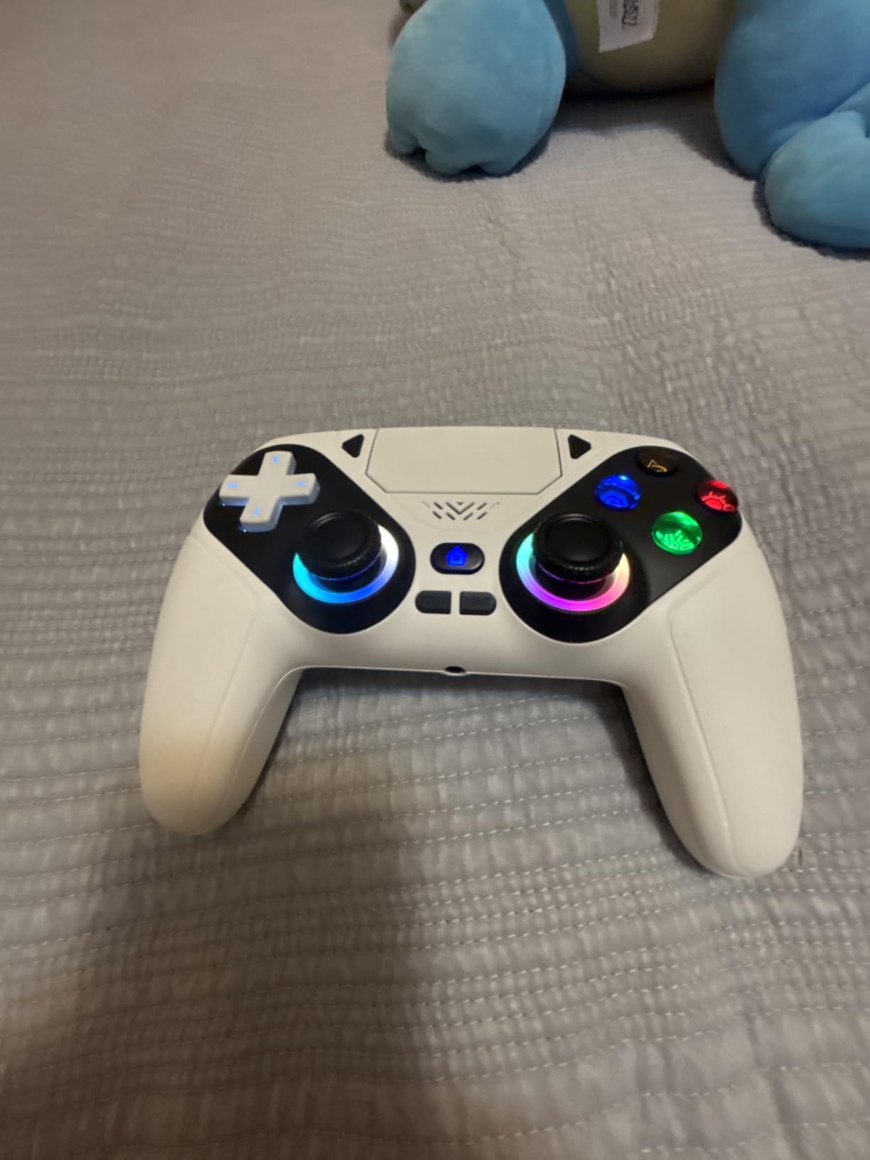 Gamrombo LED Wireless Controller for PS5, Compatible with PS5 Pro/Slim/PC, Dual Vibration, Macro/Turbo Function, 3.5mm Audio Jack, 6-Axis Motion Control Gamepad with Speaker(White) customer photo 2