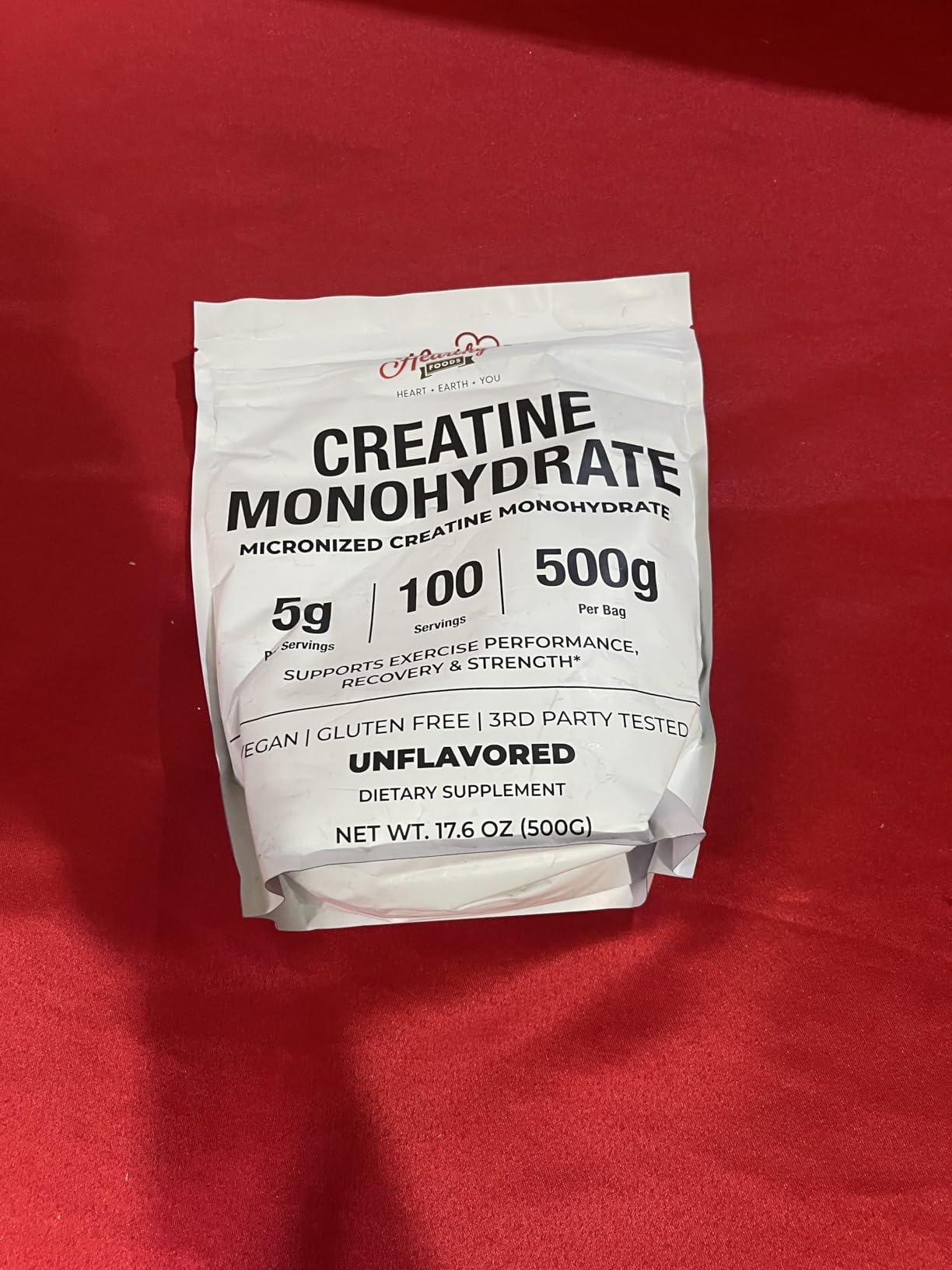 HEARTHY FOODS Creatine Monohydrate Micronized Powder 500G - 100 Servings, 5000mg Per Serving (5g) customer photo 2