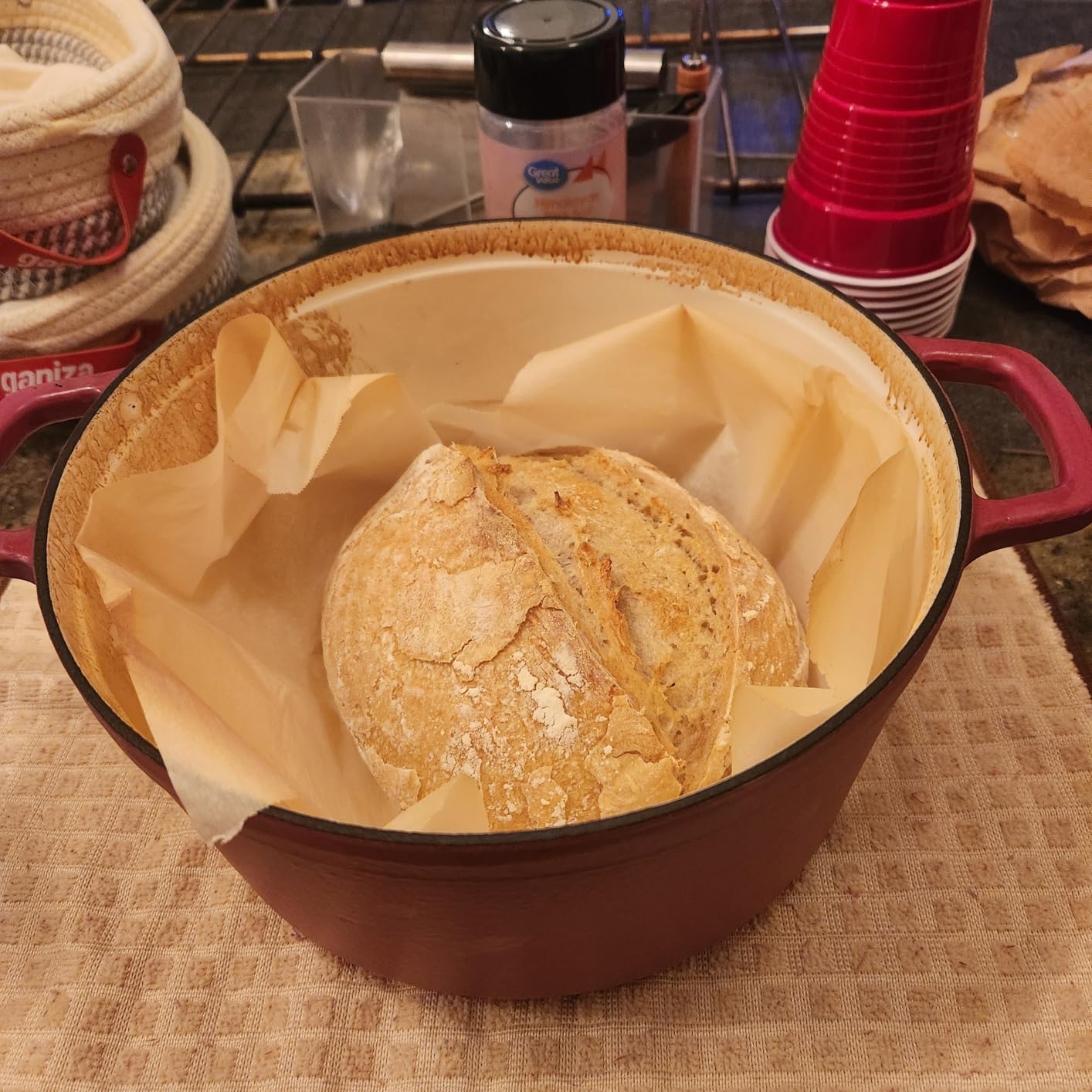 CAROTE 5QT Enameled Cast Iron Dutch Oven Pot with Lid, Heavy-Duty Dutch Oven for Sourdough Bread Baking, Braising, Stews, Roasting, Healthy & Non-Toxic, Dual Handles, All Stovetop Compatible, Oven Safe up to 500 F, Red customer photo 1