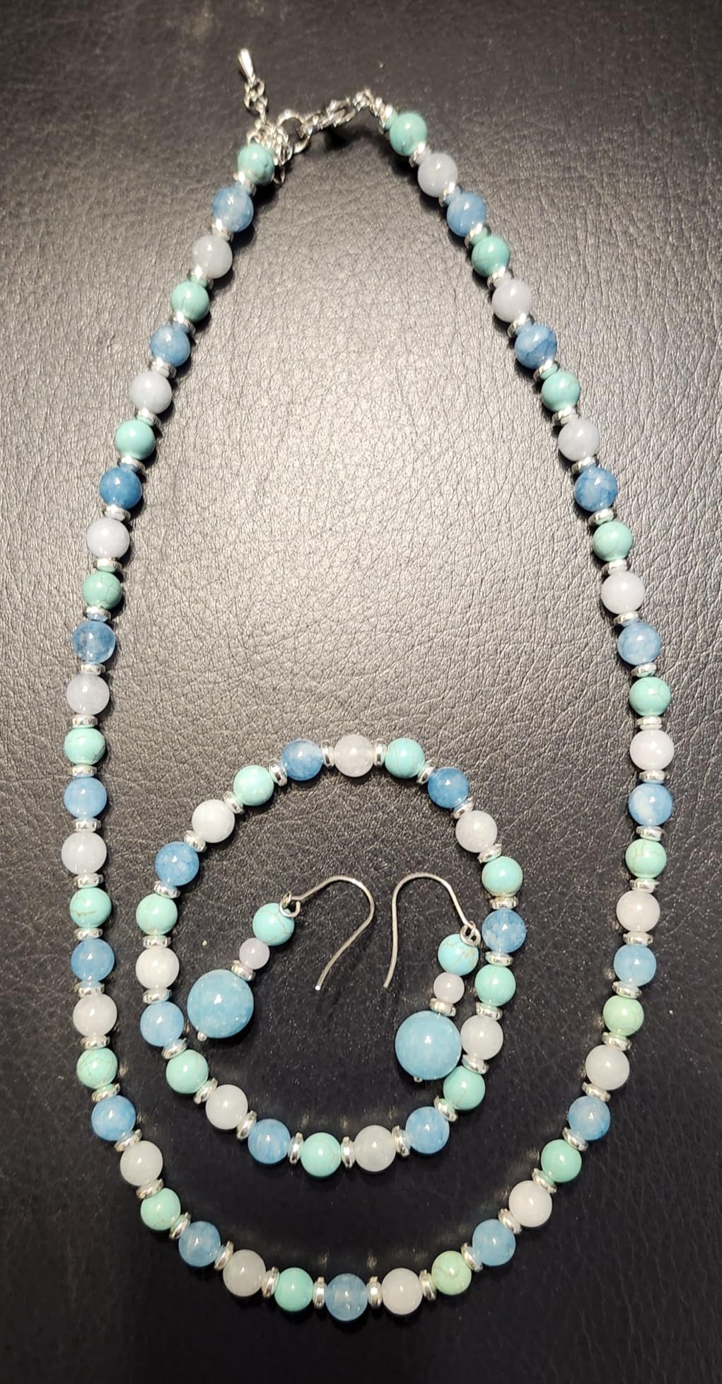 Beaded Necklaces for Women 3Pcs Colorful Boho Gemstone Bead Choker Summer Natural Stone Surfer Beach Bead Necklace Bracelets Earring Set Handmade Jewelry for Women Gift Jewelry Sets customer photo 2