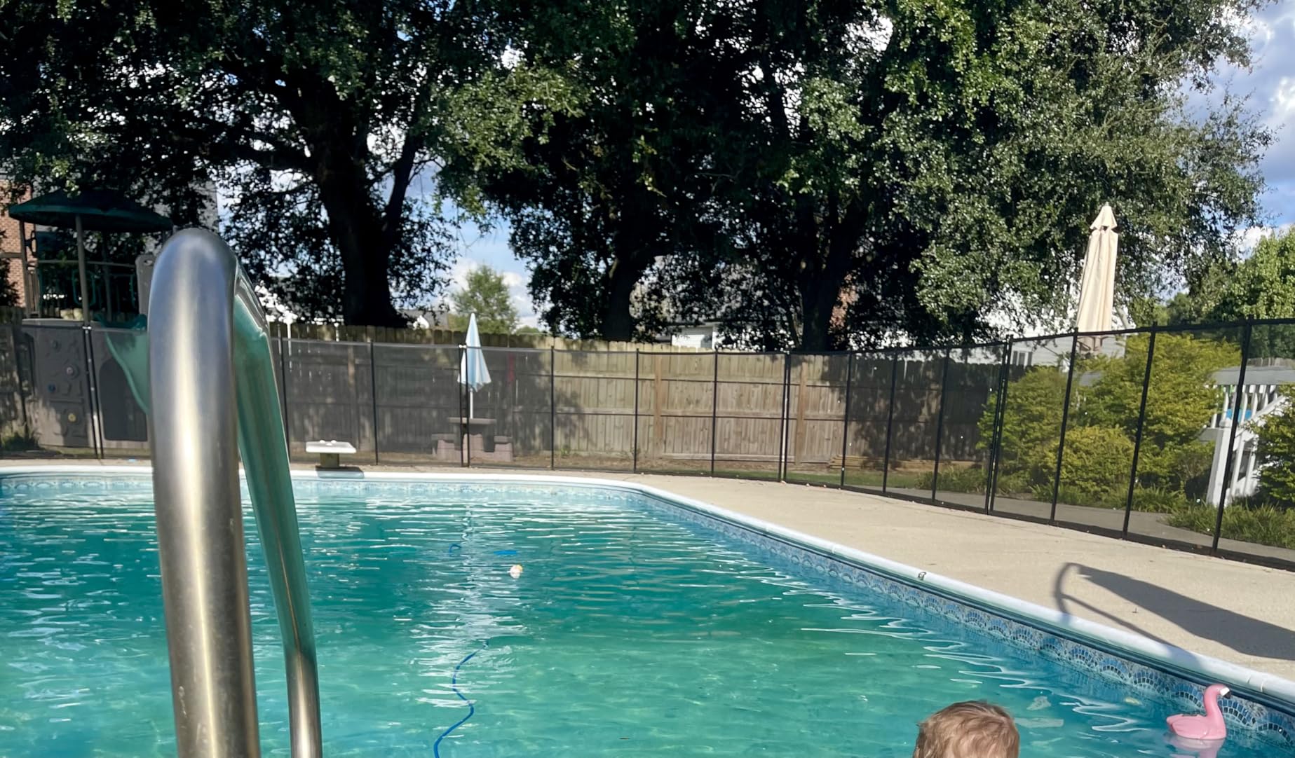 4x108FT, 350GMS Teslin Mesh Pool Safety Fence, Stainless Steel Feet, Triple Stitching Craftsmanship, Protecting Children and Pets, Black customer photo 1