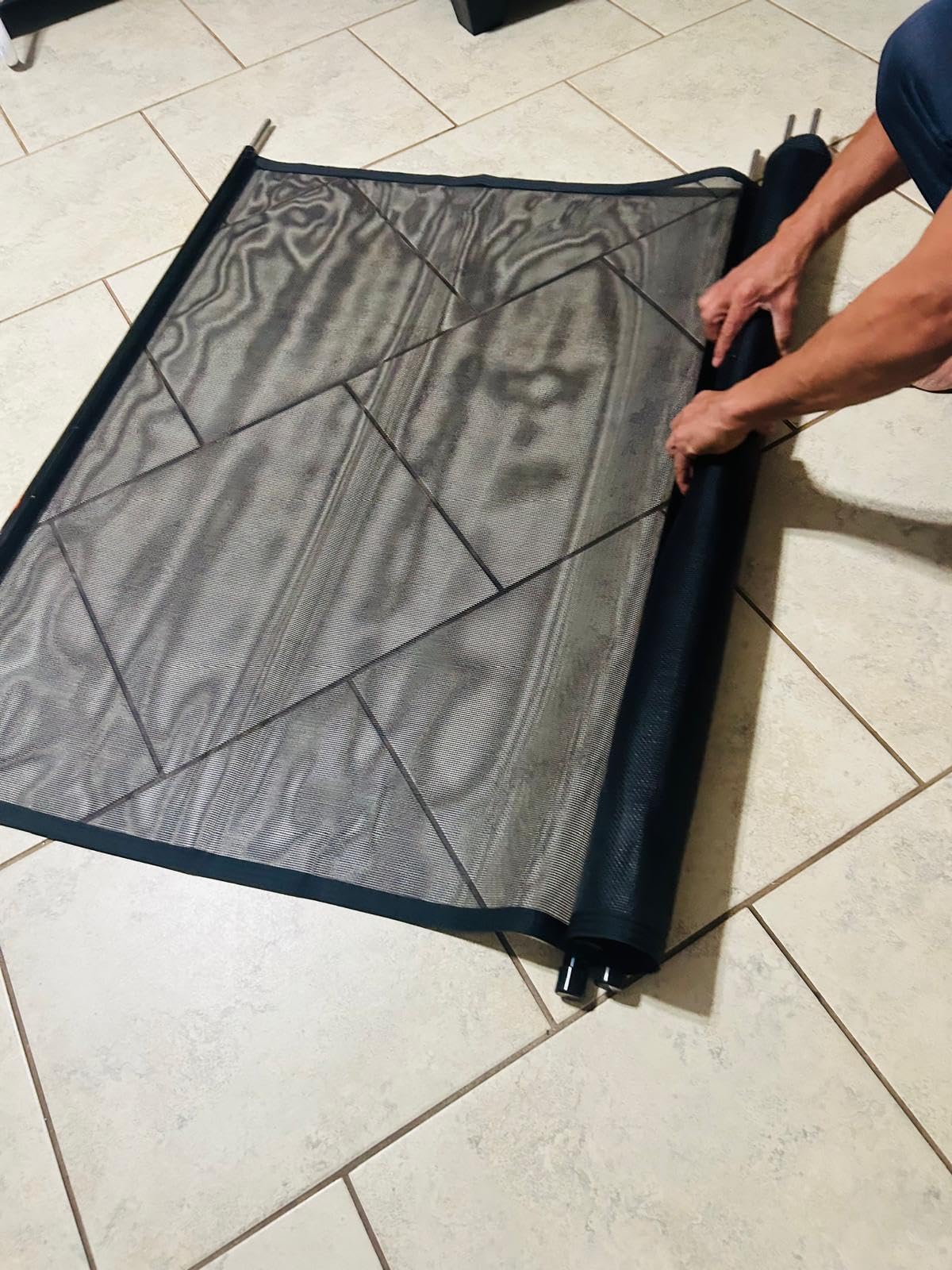 4x108FT, 350GMS Teslin Mesh Pool Safety Fence, Stainless Steel Feet, Triple Stitching Craftsmanship, Protecting Children and Pets, Black customer photo 2