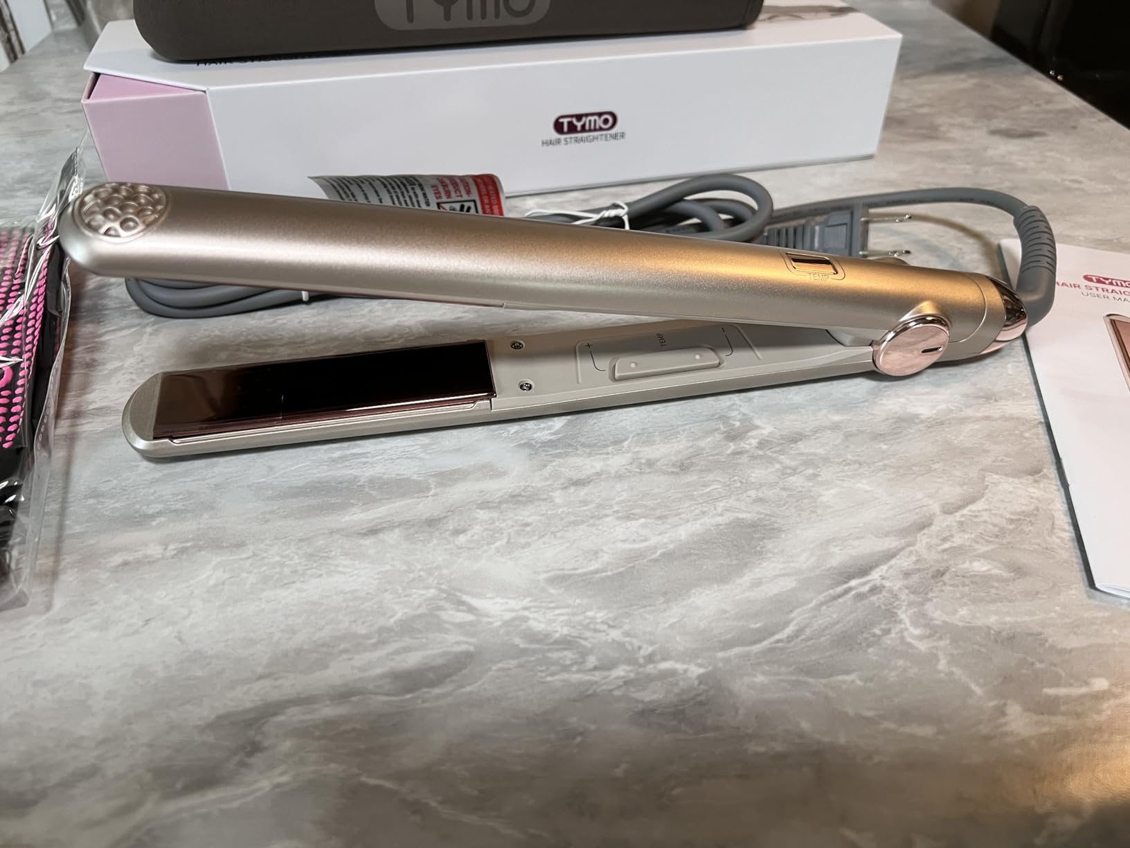 TYMO Flat Iron Hair Straightener - Titanium Hair Straighteners for Women, 1 Inch Professional Travel Flat Iron, Portable Straightener and Curlers with 10s Heat Up, 32 Temp, Dual Voltage & LED Display customer photo 2