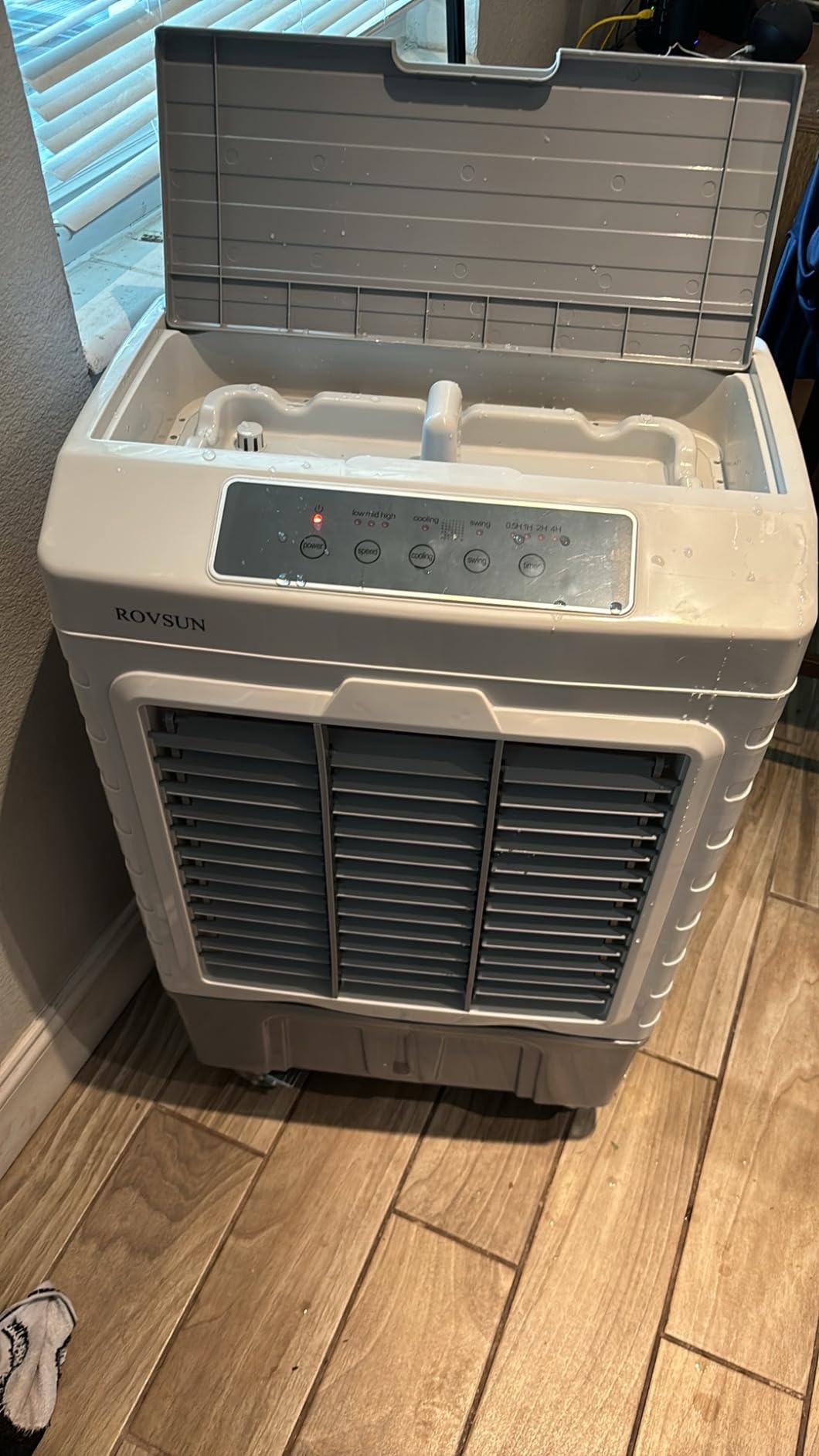 ROVSUN 5.2Gal Portable Swamp Cooler, 1400CFM Evaporative Air Cooler, 3-IN-1 Cooling Fan with Remote Control, 12H Timer & 4 Ice Box, 3 Speeds customer photo 1