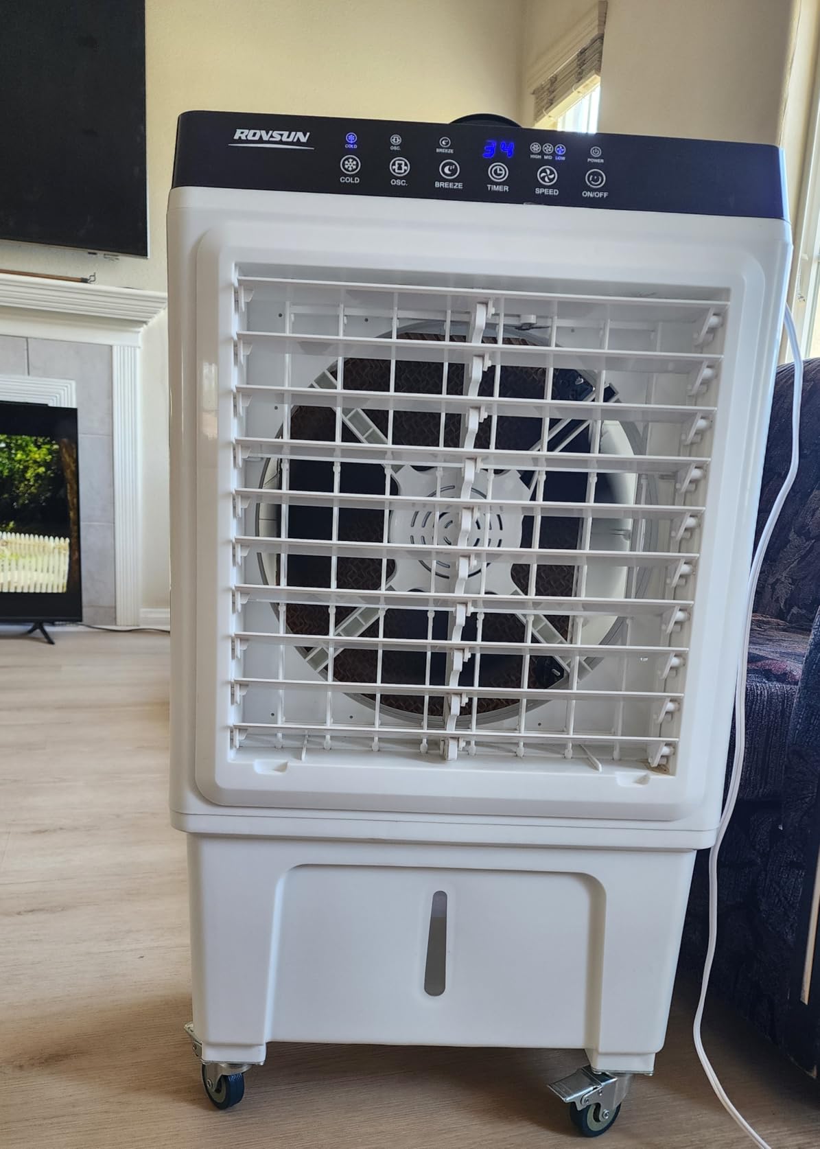 ROVSUN 5.2Gal Portable Swamp Cooler, 1400CFM Evaporative Air Cooler, 3-IN-1 Cooling Fan with Remote Control, 12H Timer & 4 Ice Box, 3 Speeds customer photo 2
