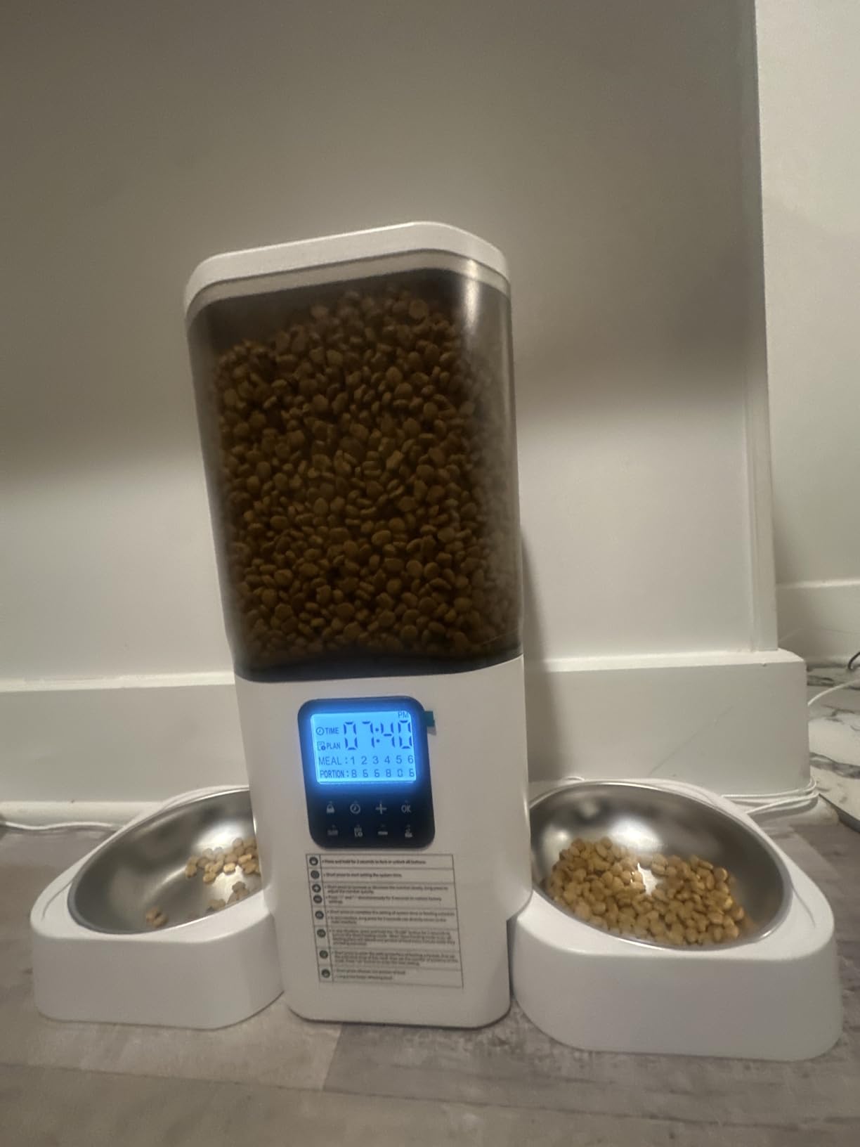 Timed Automatic Cat Feeder 2 Cats with Slow Feed: Dual Automatic Dog Feeder with Information Visualization, Programmable Auto Cat Food Dispenser for Multiple Pets, Detachable for Clean-29 Cup customer photo 2