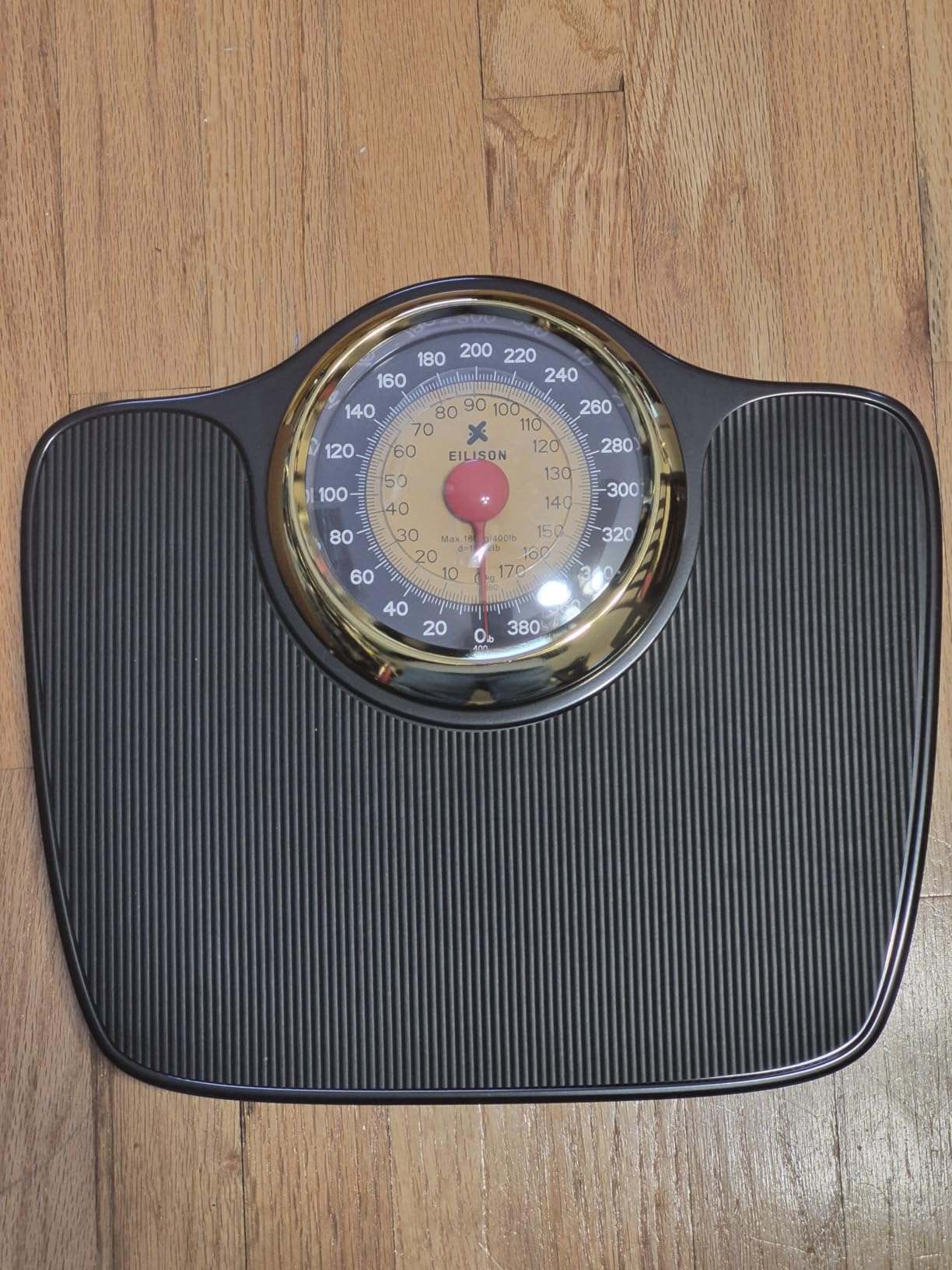 EILISON Mechanical Bathroom Scale for Home Use, Easy Read Analog Weight Scale with Large Dial Display in lb/kg, 400lb Capacity, Non-Slip Surface (Black) customer photo 2