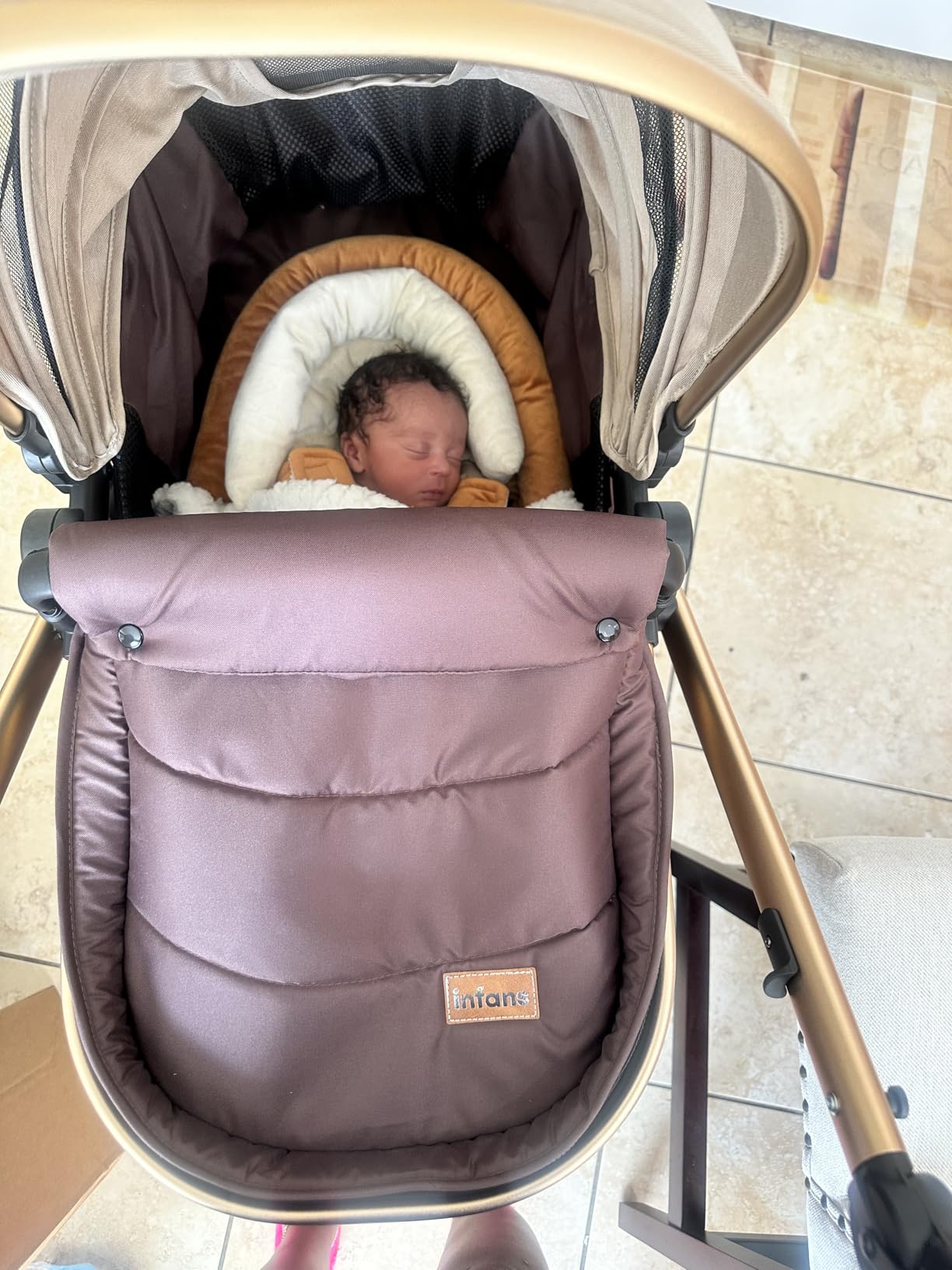 INFANS 2 in 1 Baby Stroller, Folding Newborn Pram Convertible Stroller Bassinet for Infant Foldable High Landscape Shock Absorption with Reversible Seat Aluminum Structure for Pushchair customer photo 2