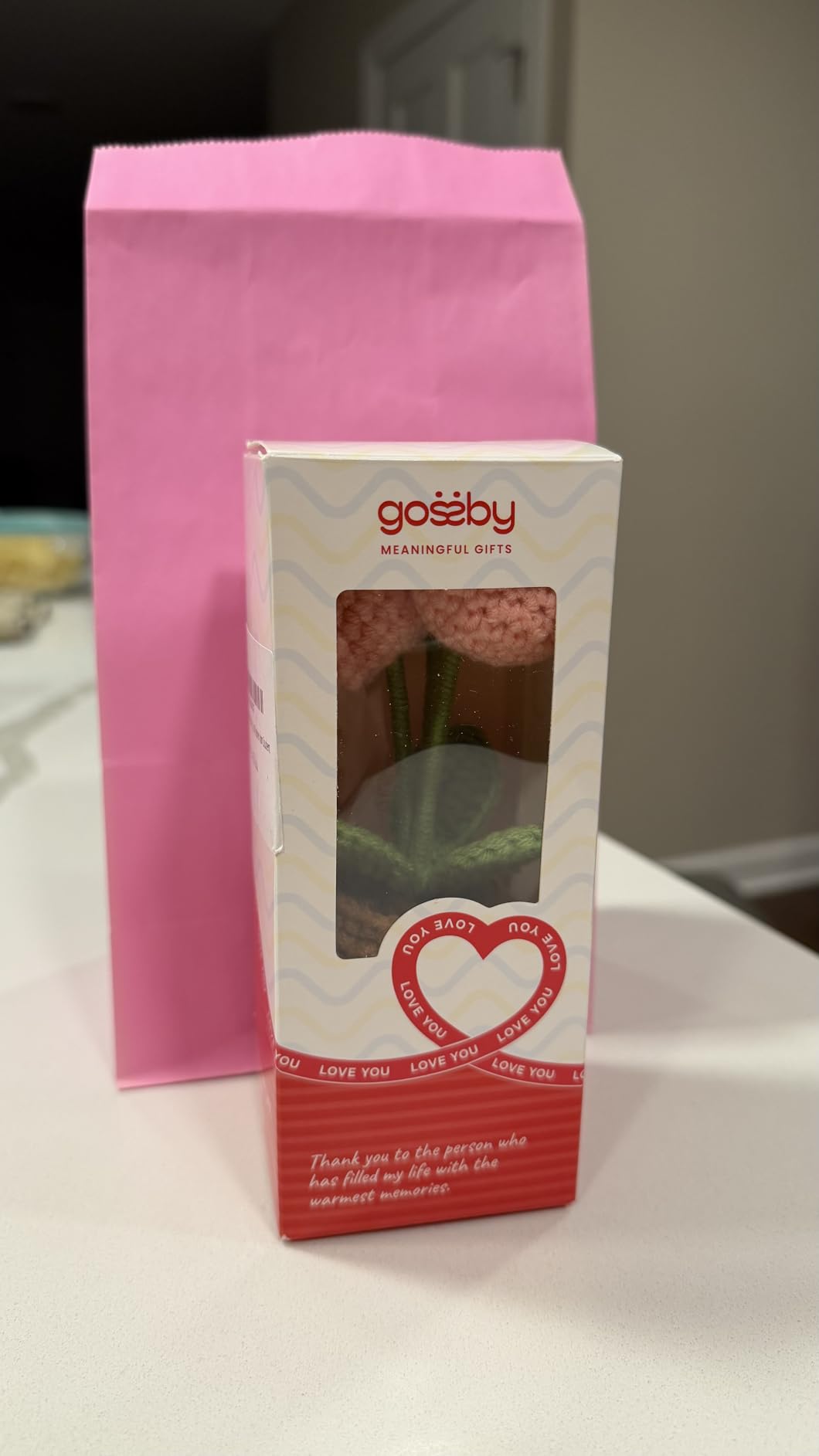 Gossby Handmade Positive Tulip Flower Crochet - Never Forget The Different That You Make - Inspirational Gift for Women - Thank You, Appreciation, Positive Gift for Teacher, Mom, Friend, Coworker customer photo 1
