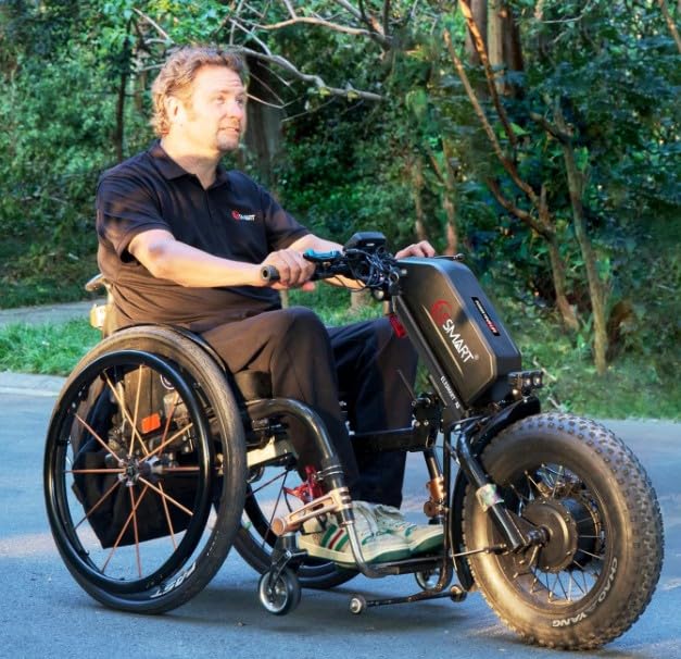 A8 Electric Handcycle Wheelchair Power Attachment, Wheelchair Motor Attachment for Manual to Electric Upgrade, 20 Ah, 48V 1000W, Center Connection, Black customer photo 1