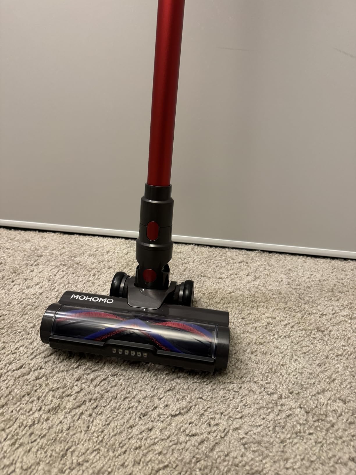 Cordless Vacuum Cleaner, 650W/55KPa 70Mins Vacuum Cleaners for Home, Self-Standing Stick Vacuum with Anti-Tangle Brush & OLED Touch Screen, Vacuum Cleaner for Hardwood Floors,Carpet,Pet Hair,Car (Red) customer photo 1