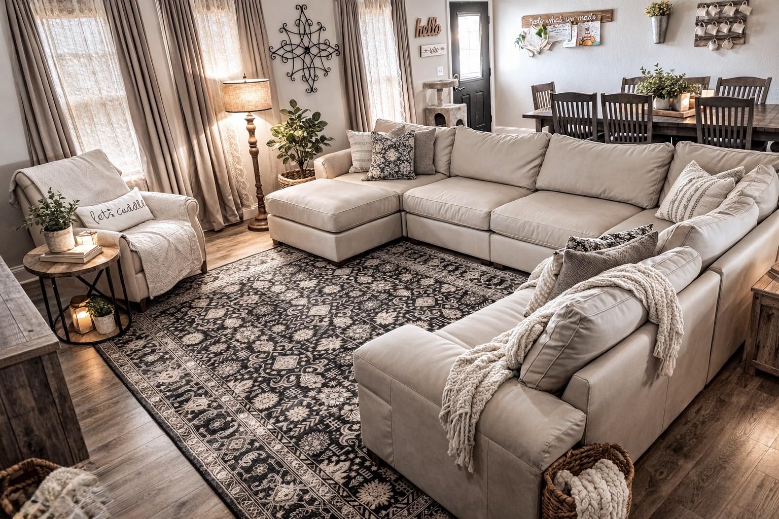 EASE MOOSE Oversized Modular Sectional Sofa,Leather Sectional Couch with Deep Seat,Extra Large U Shaped Couch,Faux Leather Material Sofa Modern Comfy Scratch Resistant,Beige customer photo 1