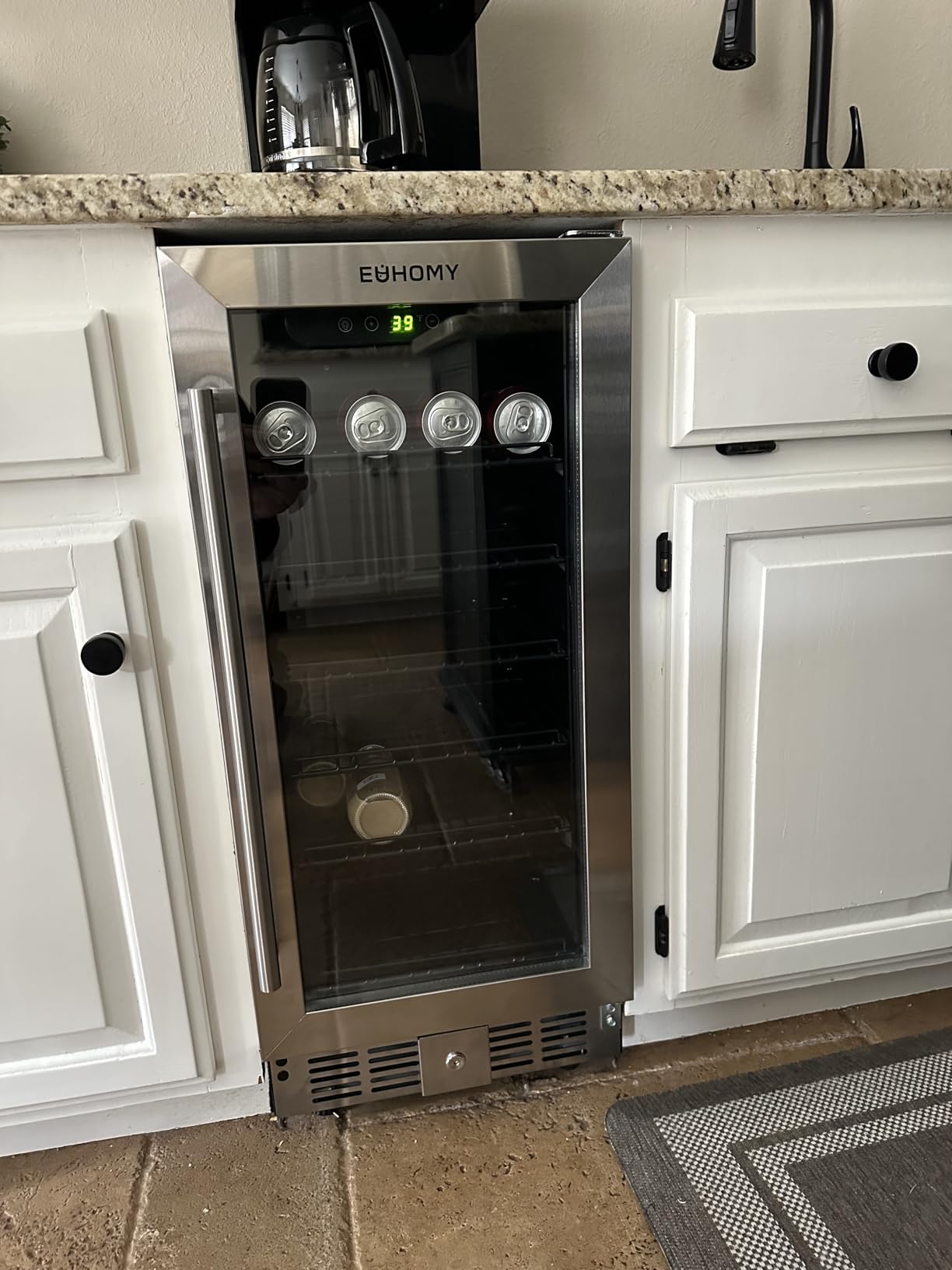 EUHOMY 12 Inch Wine Cooler Refrigerator, Wine Fridge 18 Bottles, Built-in or Freestanding with Double-Layer Tempered Glass Door, Mini Fridge with Quiet and Temperature Memory Function customer photo 1