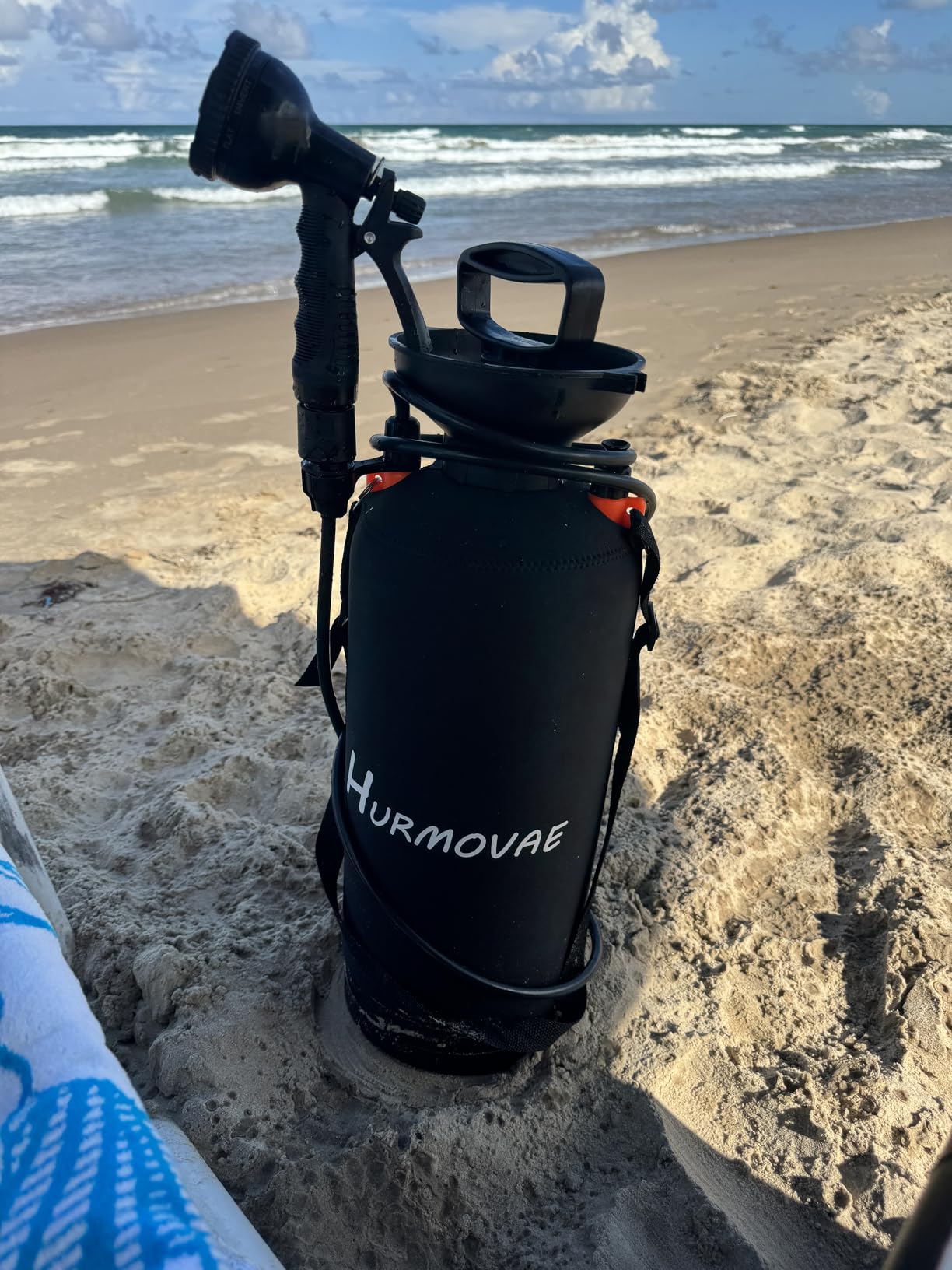 Portable Shower 2.1 Gallon (8L), 10 Spray Modes Pressurized Camping & Beach Shower with Nylon Insulated Sleeve, Surf Shower for Sand Rinse, Portable Water Rinser for Travel & Hiking, Orange customer photo 1