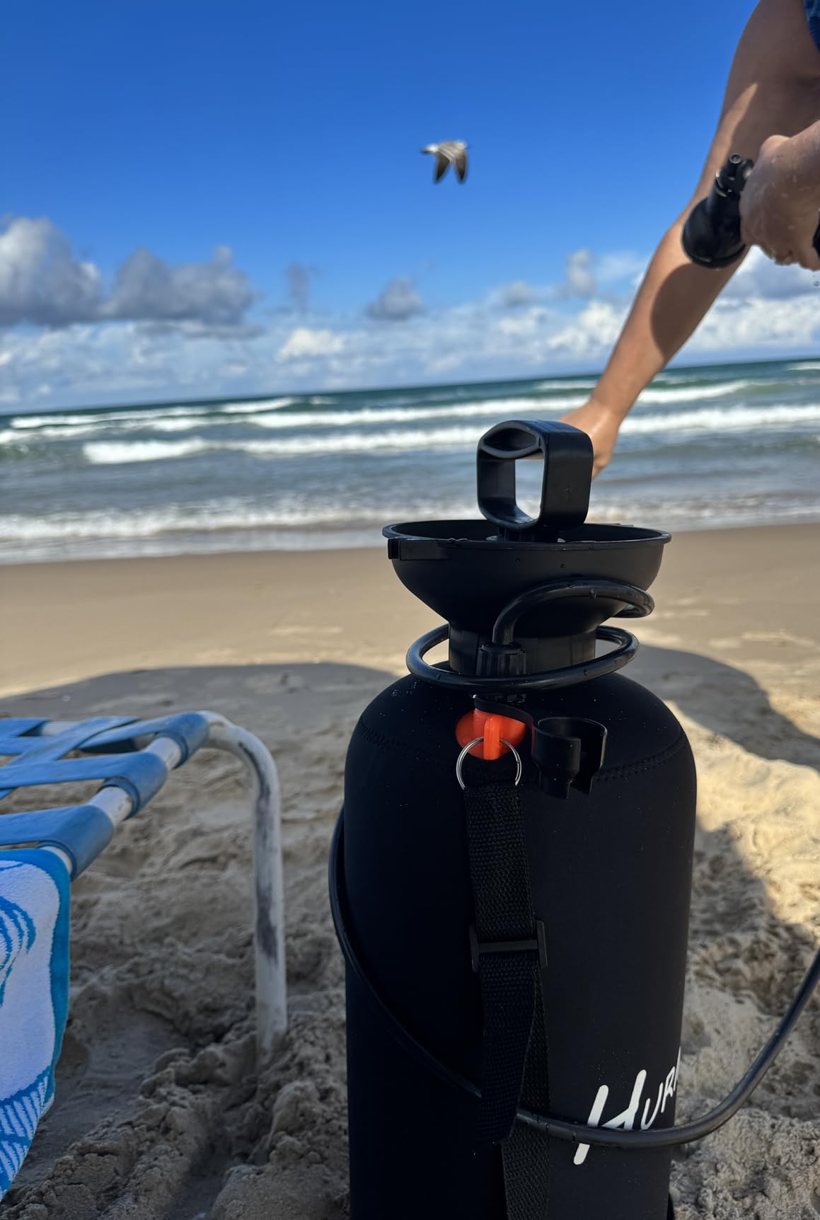Portable Shower 2.1 Gallon (8L), 10 Spray Modes Pressurized Camping & Beach Shower with Nylon Insulated Sleeve, Surf Shower for Sand Rinse, Portable Water Rinser for Travel & Hiking, Orange customer photo 2