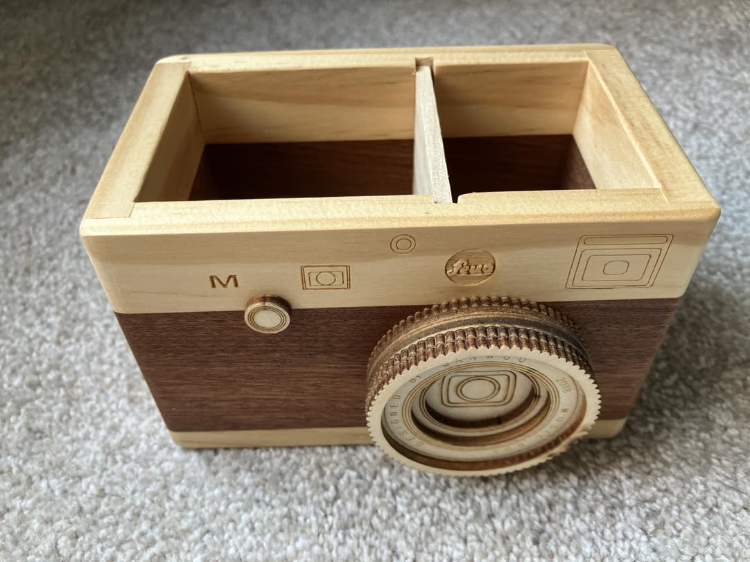 Vintage Wooden Camera Pencil Holder - Retro Desk Organizer for Pens & Stationery, Unique Photography Gift for Photographers, Creative Wooden Pen Holder for Office & Home Decor (Double slot) customer photo 2
