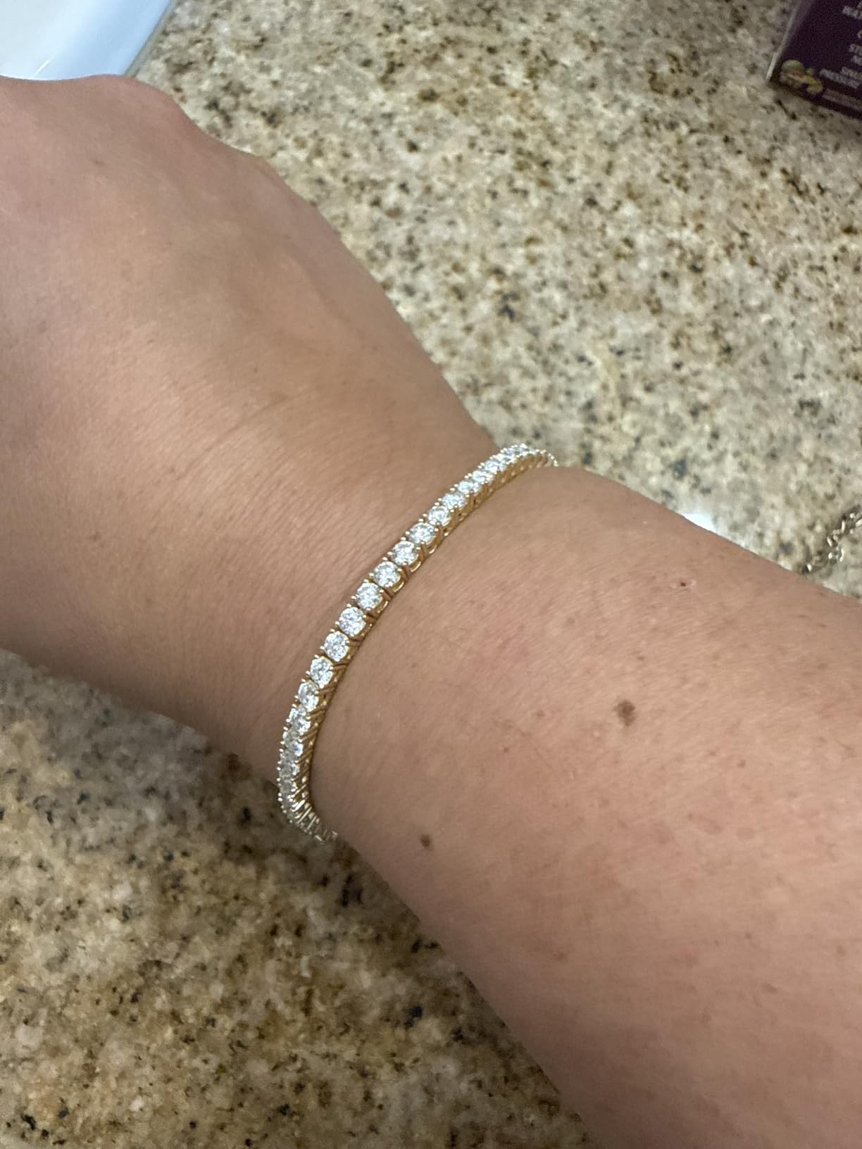 KRKC&CO Lab-Grown Moissanite Tennis Bracelet Women, Luxury Anniversary Wedding Bridal Gift for Wife, 2.2-13.8 ct.tw, D Color VVS1, 925 Sterling Silver 14K Golden Plated, Hypoallergenic, Everyday Jewelry customer photo 2