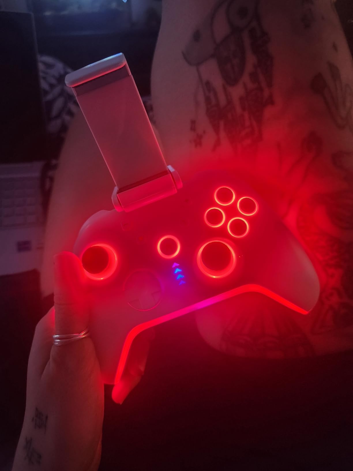 Bcofo Wireless Mobile Game Controller for iOS/iPhone/Android/Cell Phone/Switch/Laptop, Gaming Gamepad with Phone Clip for Gamers, Hall Effect Triggers, Wired PC Control, with RGB LED Lighting/Vibration/6-Axis Gyro/Turbo (White) customer photo 2