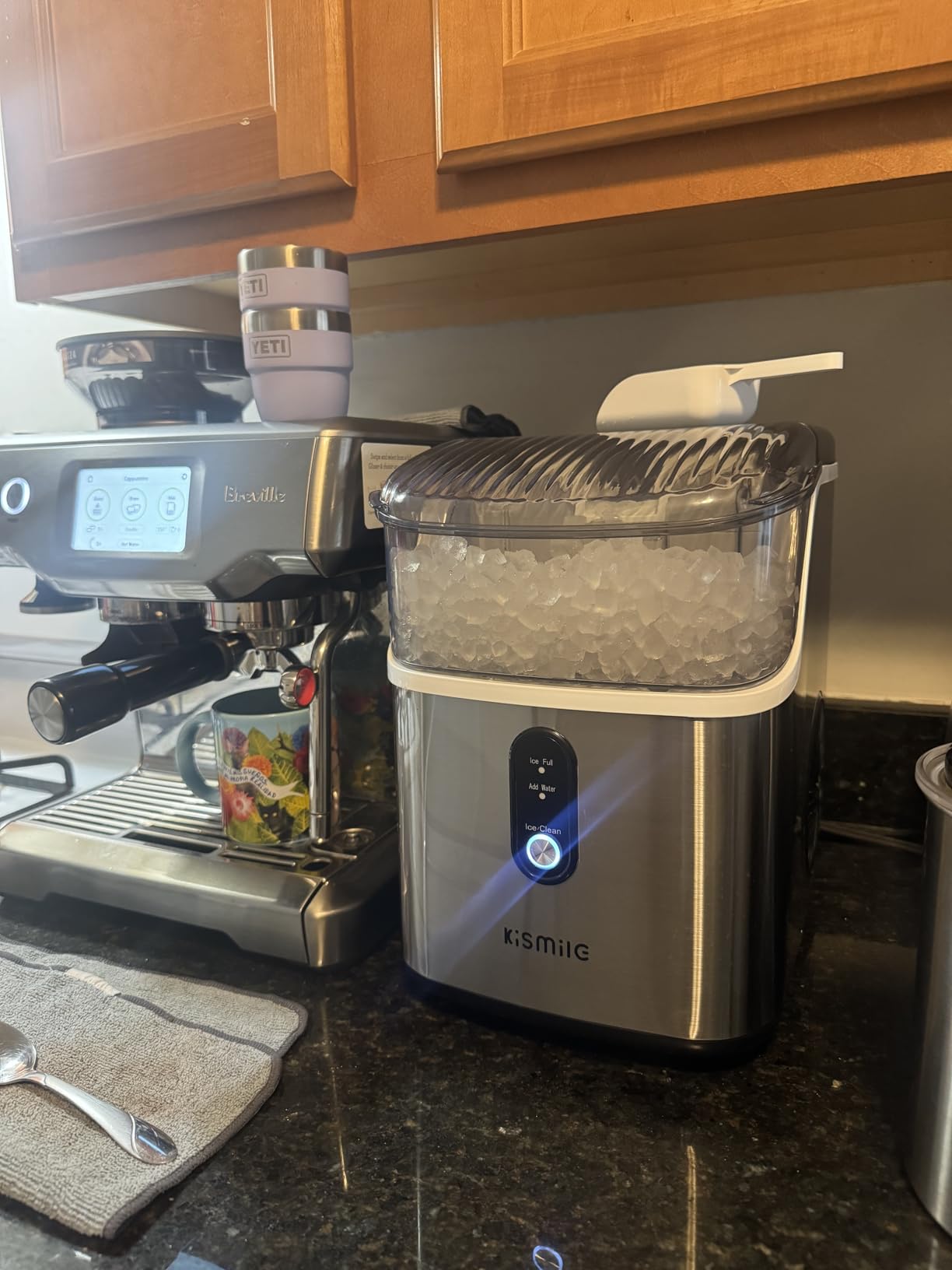 Kismile Nugget Ice Makers Countertop, Portable Ice Machine with Crushed Ice, 35lbs/Day, Self-Cleaning, One-Click Operation for Home Use(Silver) customer photo 1