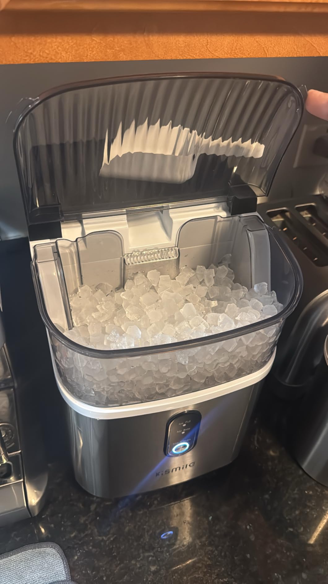 Kismile Nugget Ice Makers Countertop, Portable Ice Machine with Crushed Ice, 35lbs/Day, Self-Cleaning, One-Click Operation for Home Use(Silver) customer photo 2