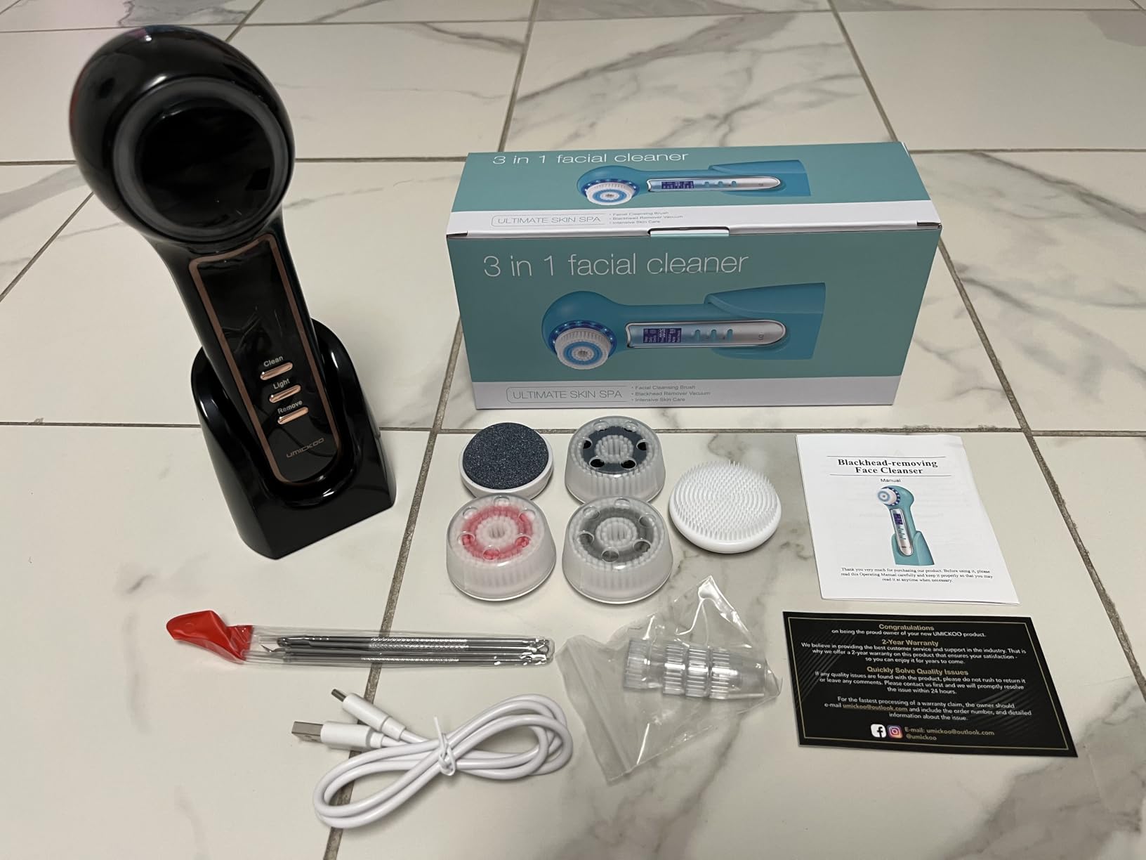 3 in 1 Facial Cleansing Brush & Blackhead Remover, Rechargeable Face Scrubber with LCD Screen, IPX7 Waterproof, Deep Pore Cleaning, Exfoliating & Massaging for All Skin Types customer photo 2