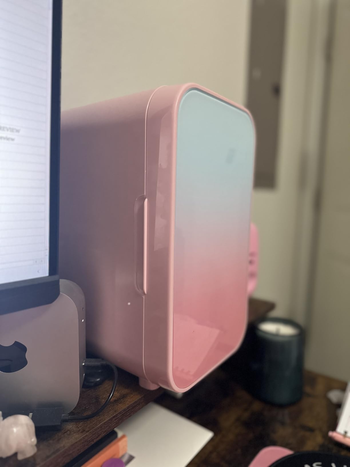 Mini Fridge,6 Liter/8 Can New Upgraded Skincare Fridge,110V AC/DC Portable Thermoelectric Cooler & Warmer for Skin Care, Cosmetics, Beverage, Food,Great for Bedroom,Office,Dorm(Pink) customer photo 2