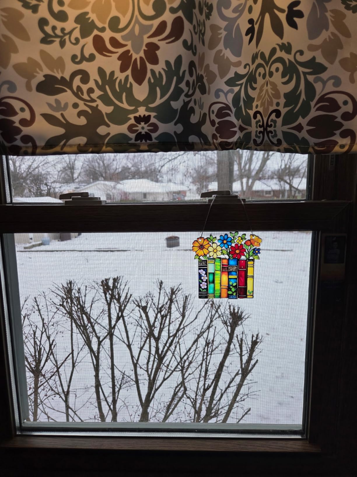 Book Lovers Gifts for Women, Mom, Graduation Day Gifts for Teacher, Librarian, Reader, Bookworm, Book Ornament Faux Stained Glass Window Hanging, Bookish Stocking Stuffer Decor customer photo 1