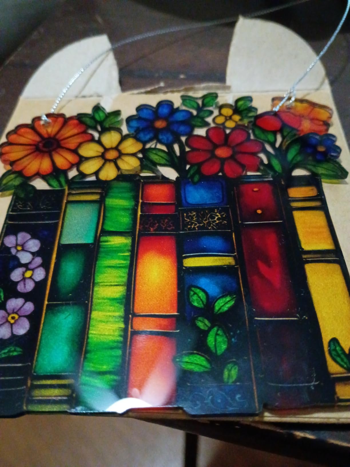 Book Lovers Gifts for Women, Mom, Graduation Day Gifts for Teacher, Librarian, Reader, Bookworm, Book Ornament Faux Stained Glass Window Hanging, Bookish Stocking Stuffer Decor customer photo 2