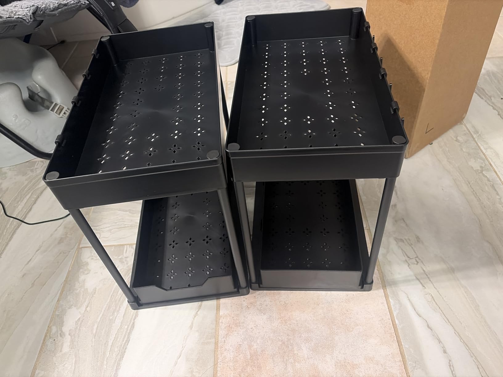 Simple Trending Under Sink Organizer 2 Pack, Sink Pull-Out Sliding Storage Cabinet, 2-Tier Under Shelf Organizer for Kitchen Bathroom, Black customer photo 1