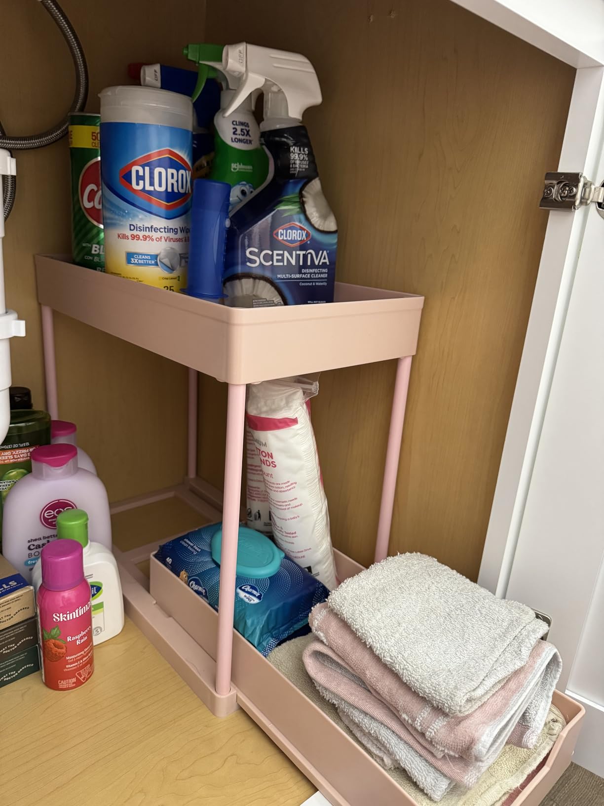 Simple Trending Under Sink Organizer 2 Pack, Sink Pull-Out Sliding Storage Cabinet, 2-Tier Under Shelf Organizer for Kitchen Bathroom, Black customer photo 2