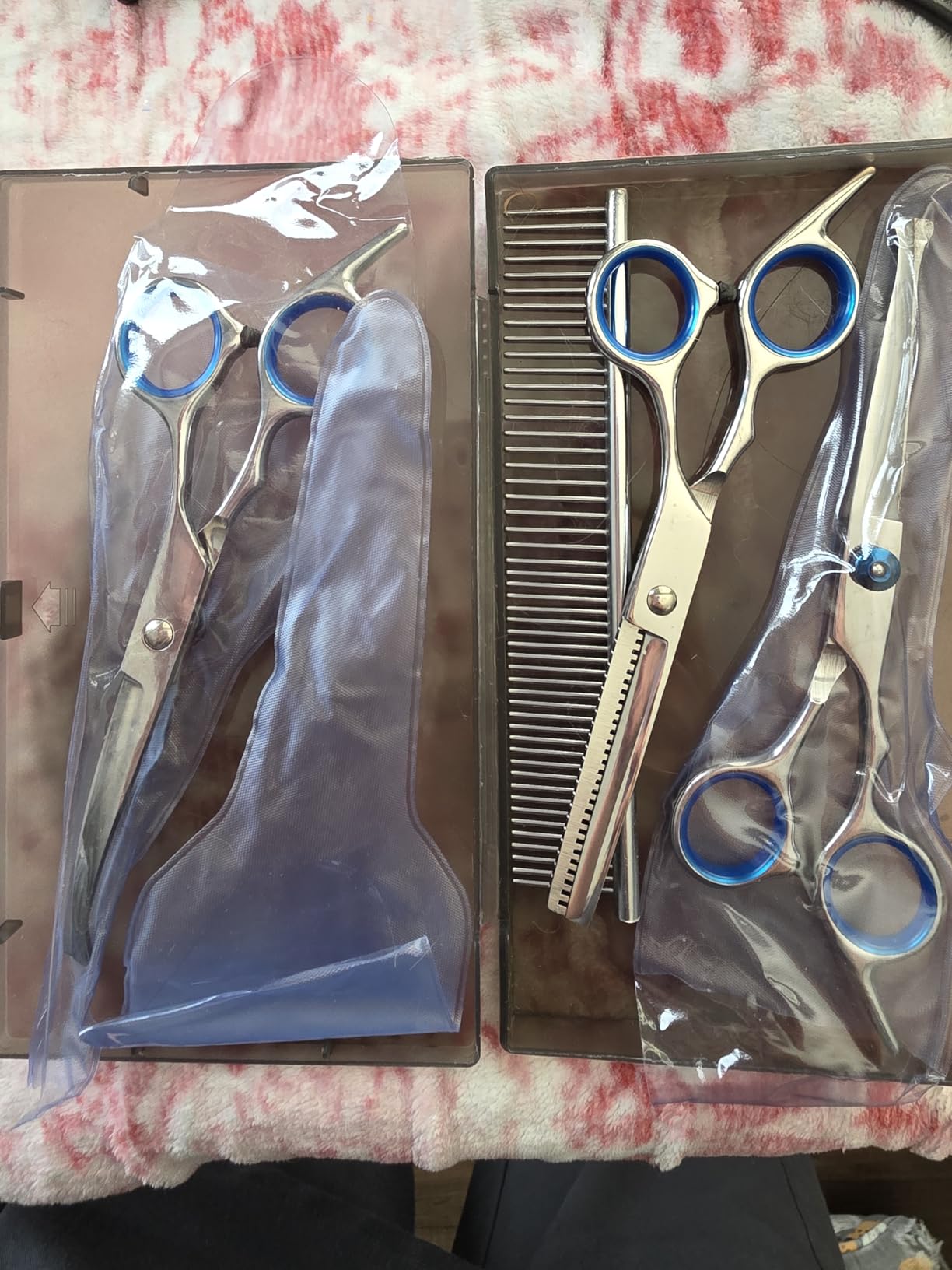 Professional 4 in 1 Dog & Cat Grooming Scissors Kit with Safety Round Tips, Sharp & Durable, Dog Shears for Grooming - Includes Straight, Curved, Thinning Scissors and Comb customer photo 2