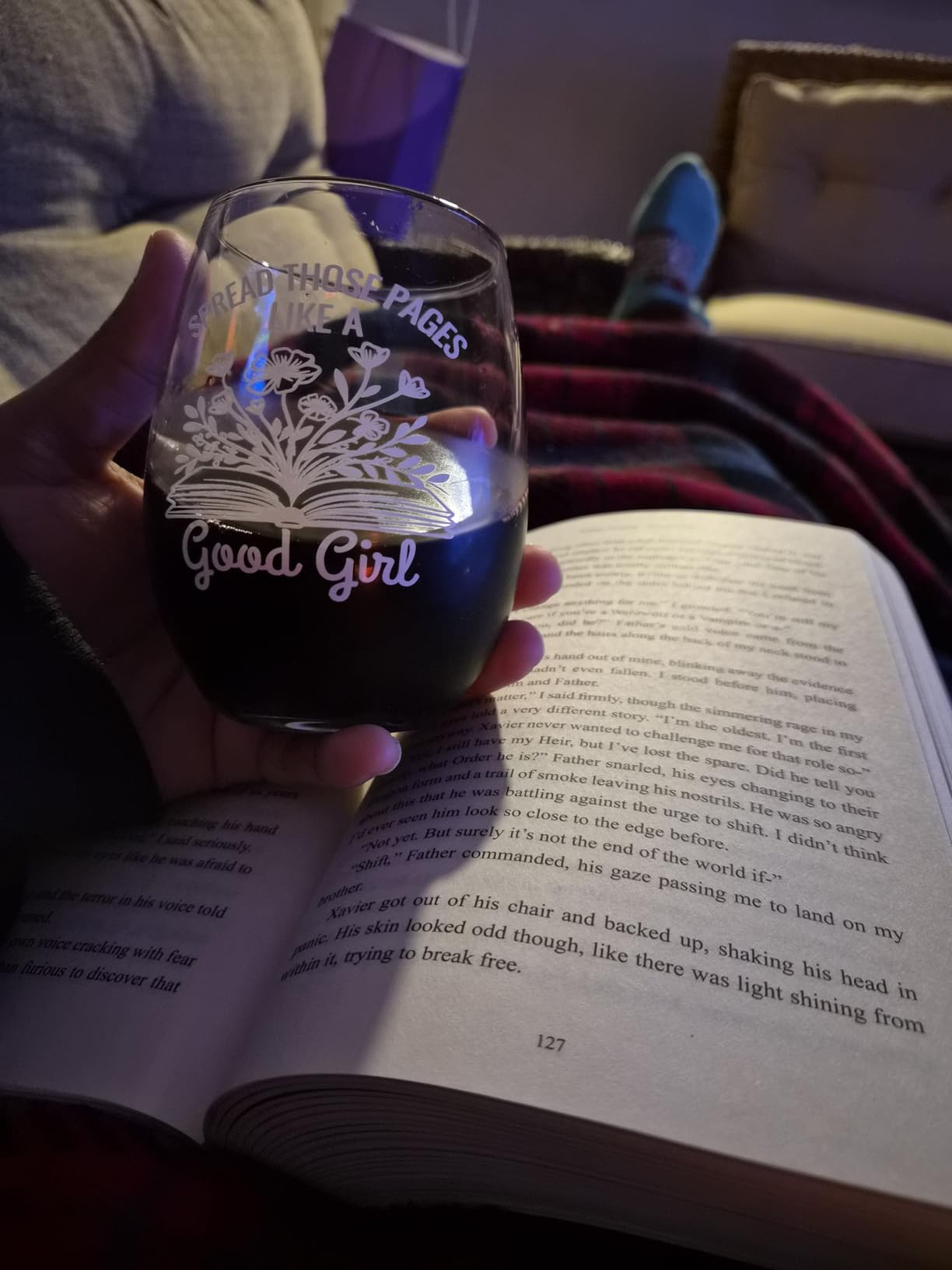 Book Lovers Wine Gift - Funny Wine Glass for Women Who Love Spicy Books - Bookish Gift for Readers, Dark Romance BookTok Lover Cup for Her customer photo 1