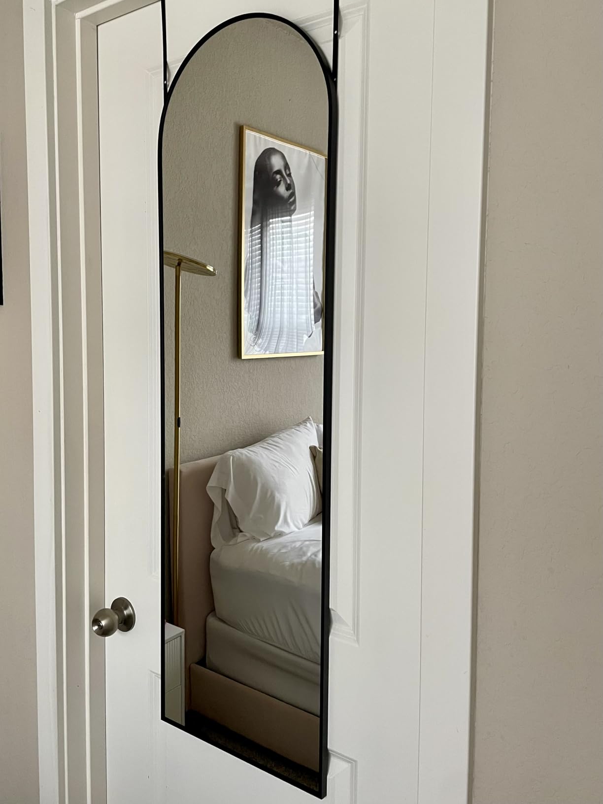 Full Length Floor Mirror, 91x46 Inch Oversized Arched Standing Mirror in Black for Bedroom, Living Room, Dressing Room - Elegant Freestanding Leaning Mirror customer photo 1