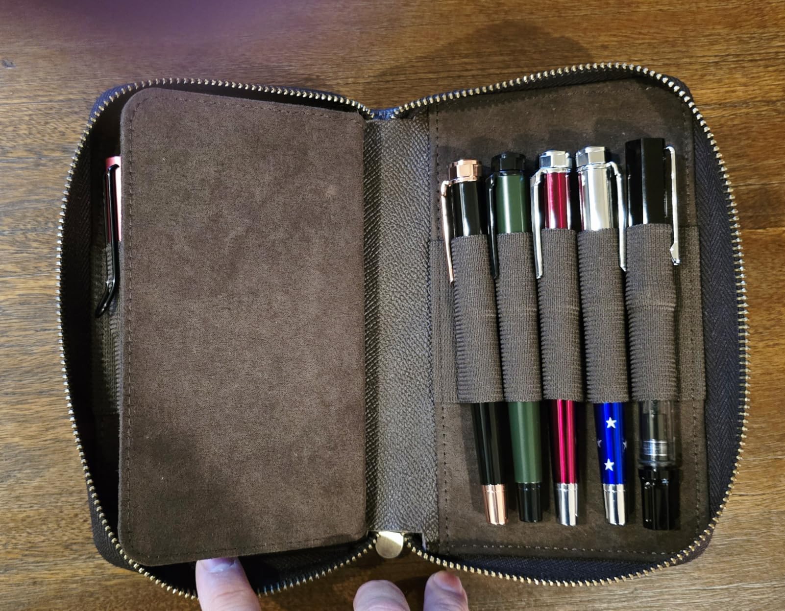 Fountain Pen Leather Pen Case 10 Divided Slots, Rollerball Pen Holder Handmade Display Organizer Zippered Pouch customer photo 1