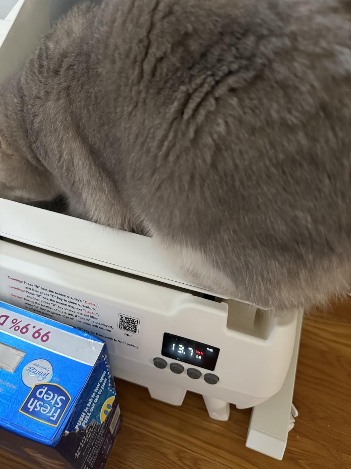 Automatic Cat Litter Box Self Cleaning - App Control, Open-Design, Smart Health Monitor, Suitable for Medium Cats and Kittens, Anti-Pinch Safety, Quiet Operation - White customer photo 2