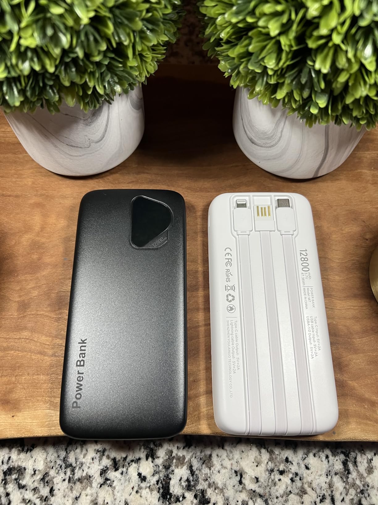 2026 2-Pack 12800mAh Portable Charger with Built in Cables, Travel Essential Battery Pack, 4 Outputs 2 Inputs Slim Power Bank customer photo 2