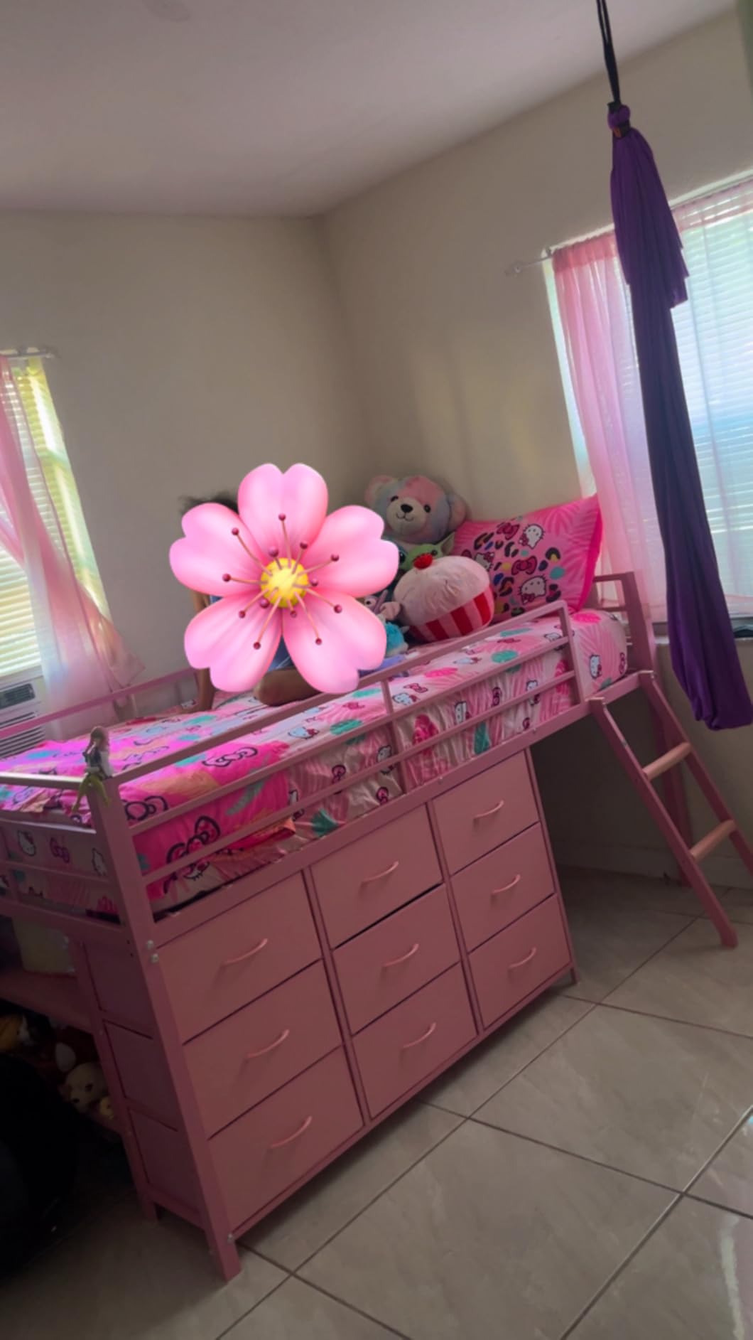 BTHFST Twin Loft Bed for Kids, Low Loft Bed Twin Size with 9 Storage Dresser, LED Lights, 2 Storage Shelves & Stairs, Metal White Bed with Safety Guardrail for Young Teens, Space Saving, White customer photo 1