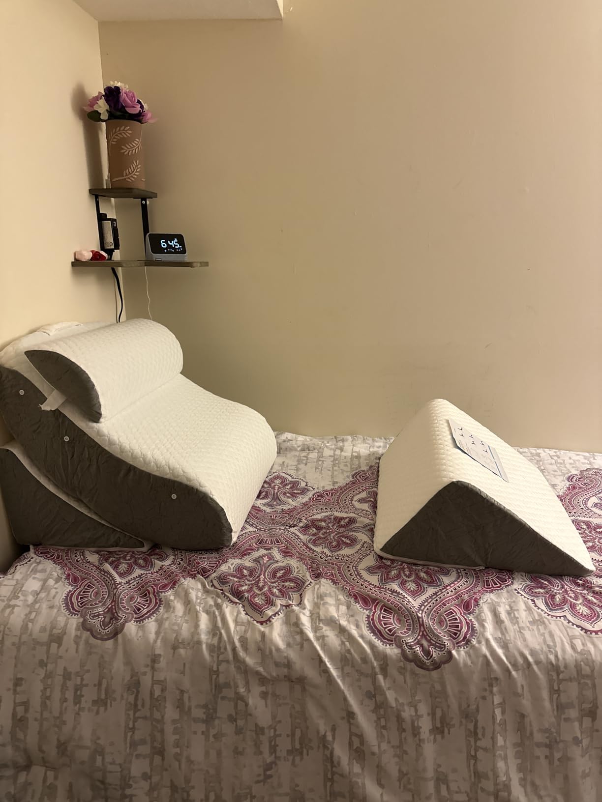 OAISZ Wedge Pillow, 10 Inch Bed Wedge Pillow for Headboard, Pillow Wedge for Acid Reflux Relief, After Surgery, Sleeping, Back Pain Relief, Memory Foam Top, LightGrey customer photo 2