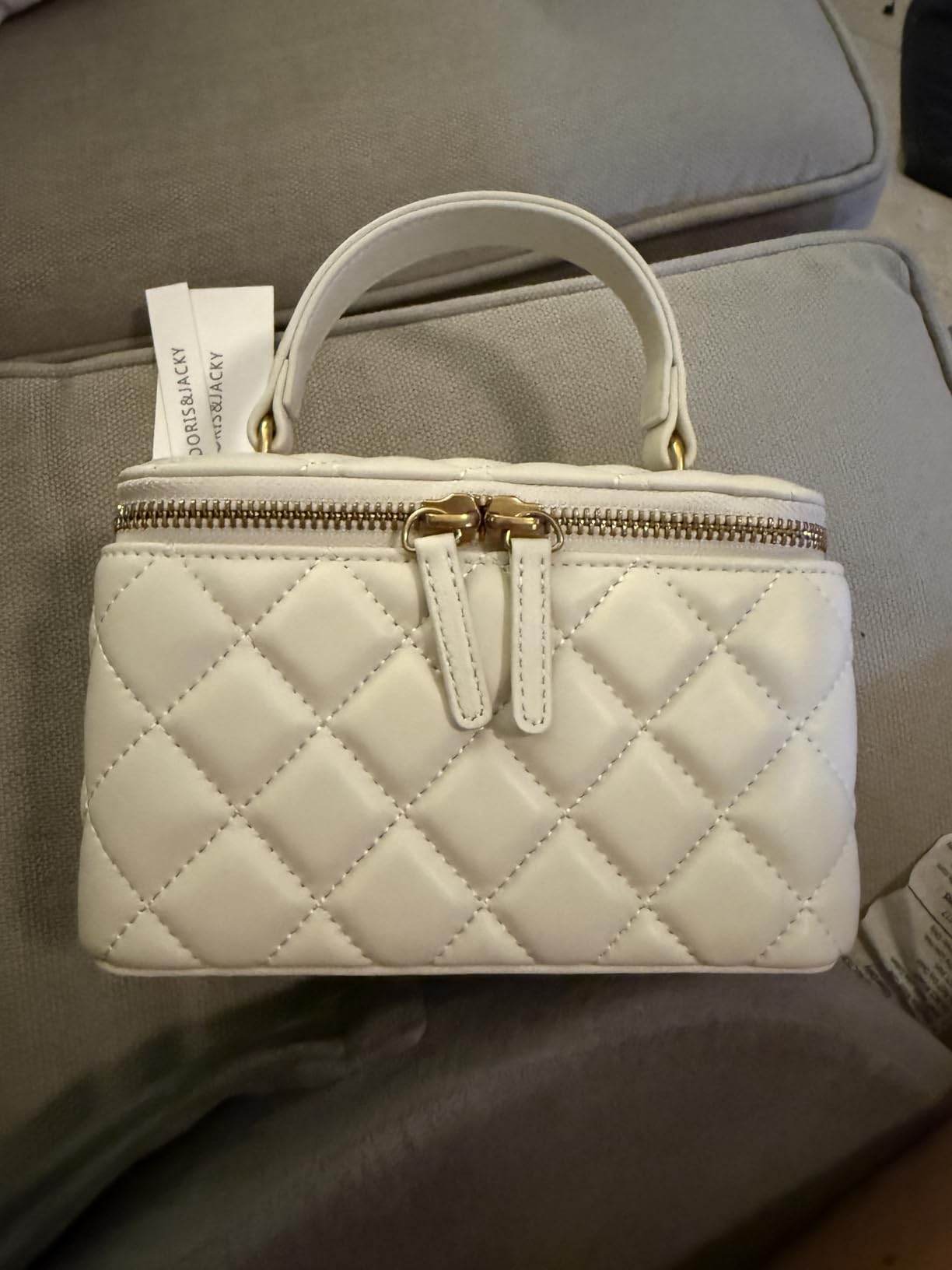 Small Quilted Box Crossbody Purse For Women, Designer Lambskin Leather Mini Top Handle Tote Bag With Chain Strap customer photo 2