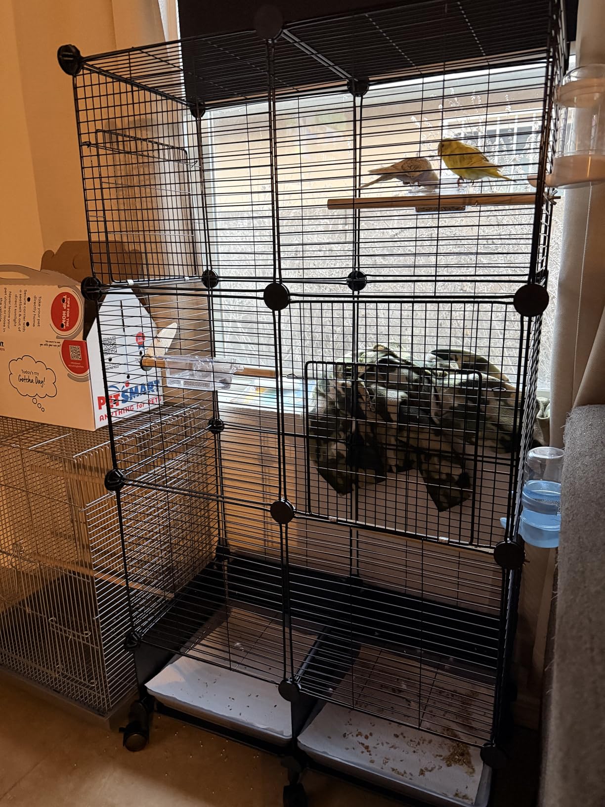 VISCOO Upgraded Encrypted 46-Inch Bird Cage, with Wooden Perches, Metal Parakeet Cage with Slide-Out Tray, Water Bottle&Feeder, Bird Cages for Parrot,Parakeets,Cockatiel,Lovebird,Small Mid-Sized Birds customer photo 2