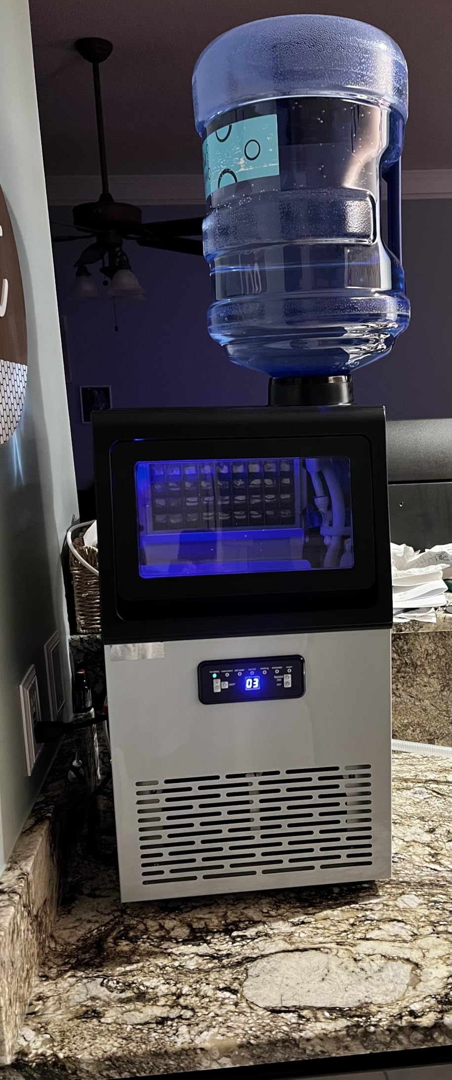 SOZT Commercial Ice Maker Machine, 100Lbs/24H Stainless Steel Under Counter Ice Machine, 20Lbs Storage Capacity, Self-Cleaning Freestanding Ice Cube Maker for Home, Bar, Restaurant, Office customer photo 2