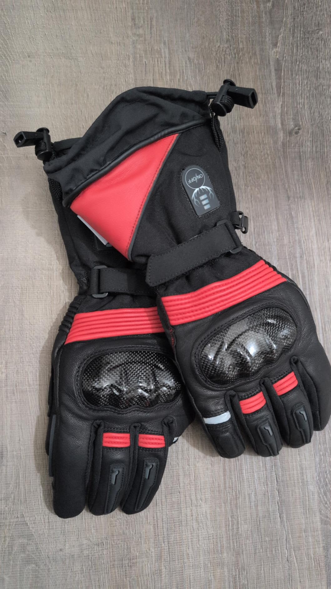Heated Motorcycle Gloves for Men Women, 3000mAh Rechargeable Battery, Dual Heating Zones (Fingers and Back Hand), Waterproof Windproof Cold Weather, 3 Heat Settings, Touchscreen customer photo 1