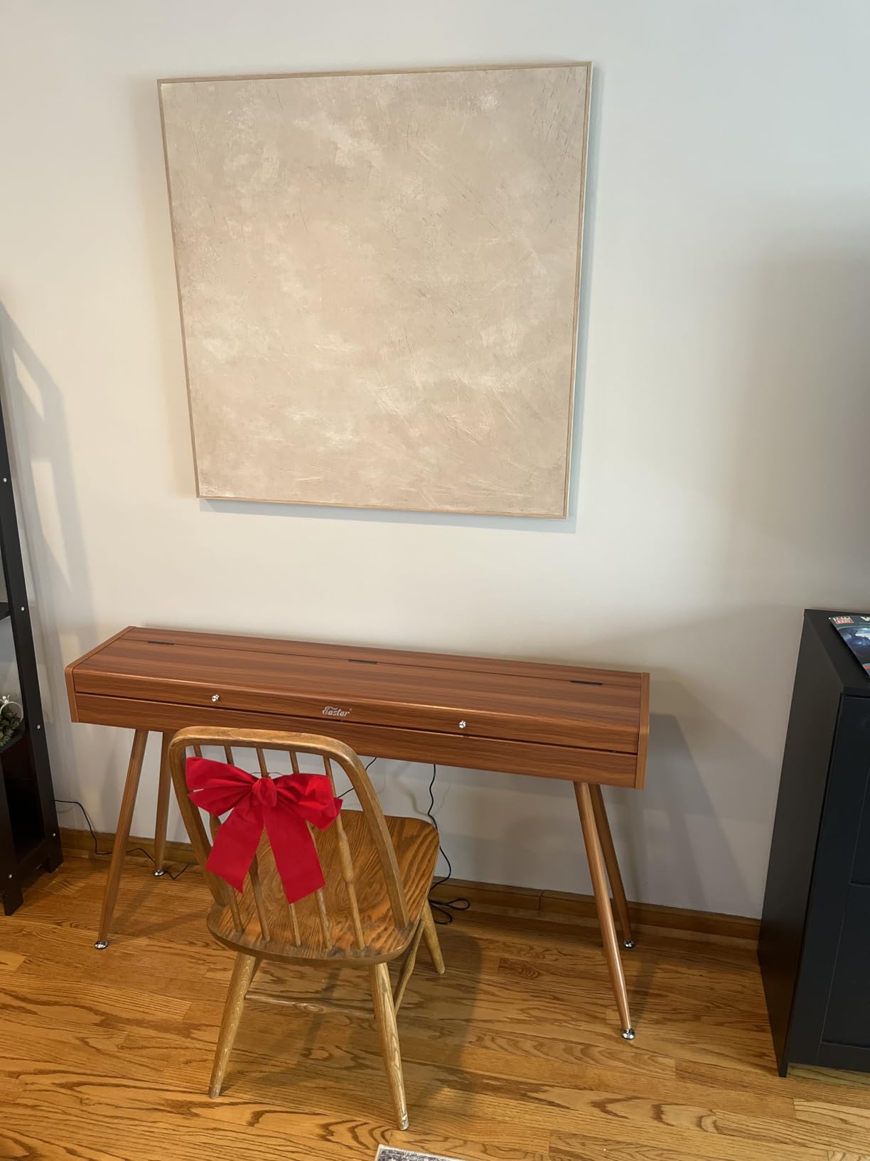 Eastar EUP-100 88 Key Weighted Keyboard Piano, Full-Size Home Digital Piano for Beginner, with Cover, Headphone, Music Stickers, Three-Pedal, Wireless Connection, Recording, MIDI - Retro Wood Color customer photo 2