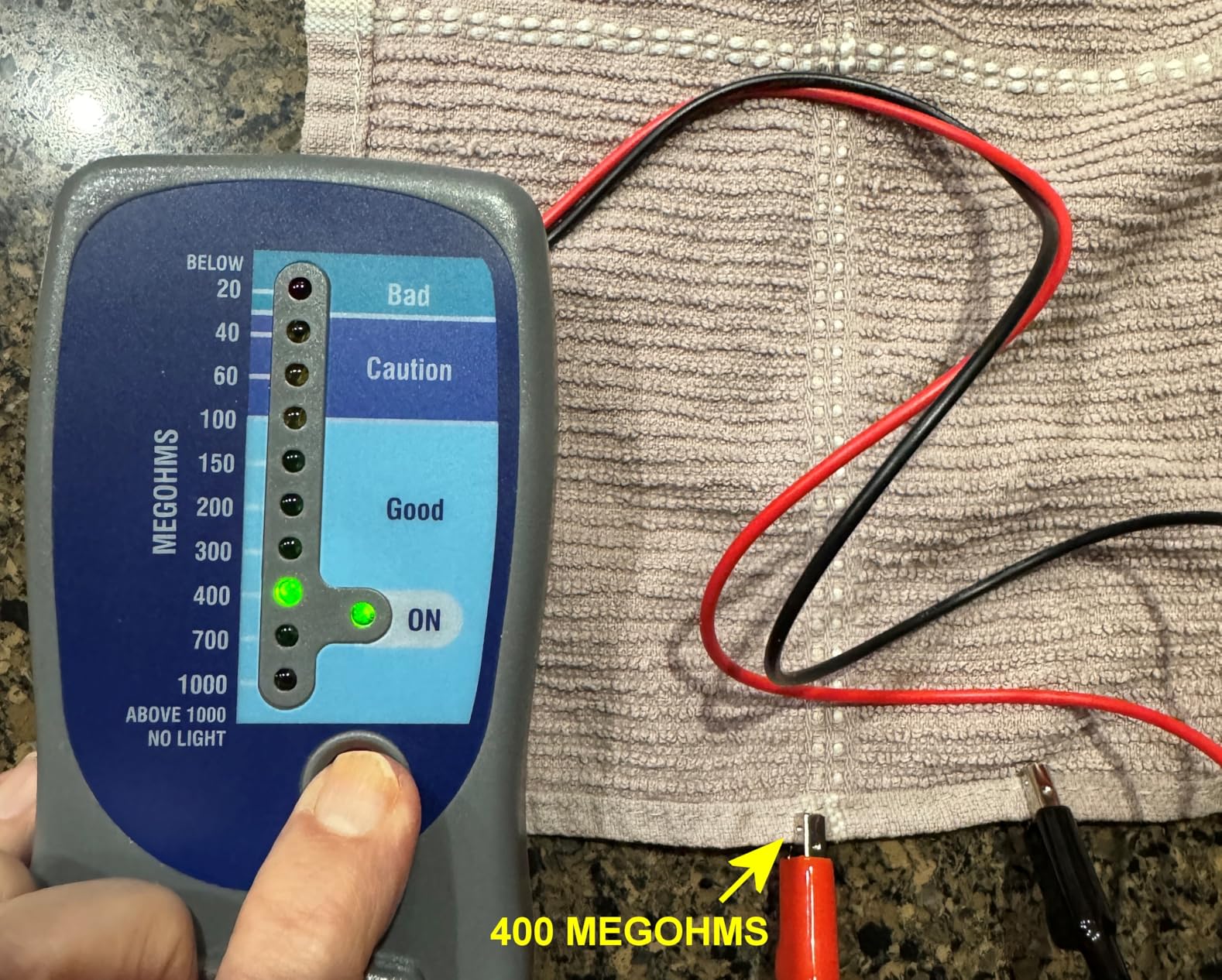 M500 Insulation Tester/Electronic Megohmmeter - 0 to 1000 Megohms, 500V, with Soft Carrying Case customer photo 1