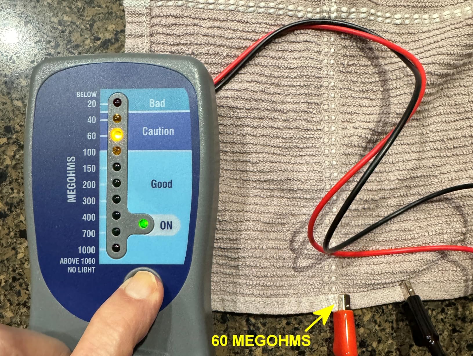 M500 Insulation Tester/Electronic Megohmmeter - 0 to 1000 Megohms, 500V, with Soft Carrying Case customer photo 2